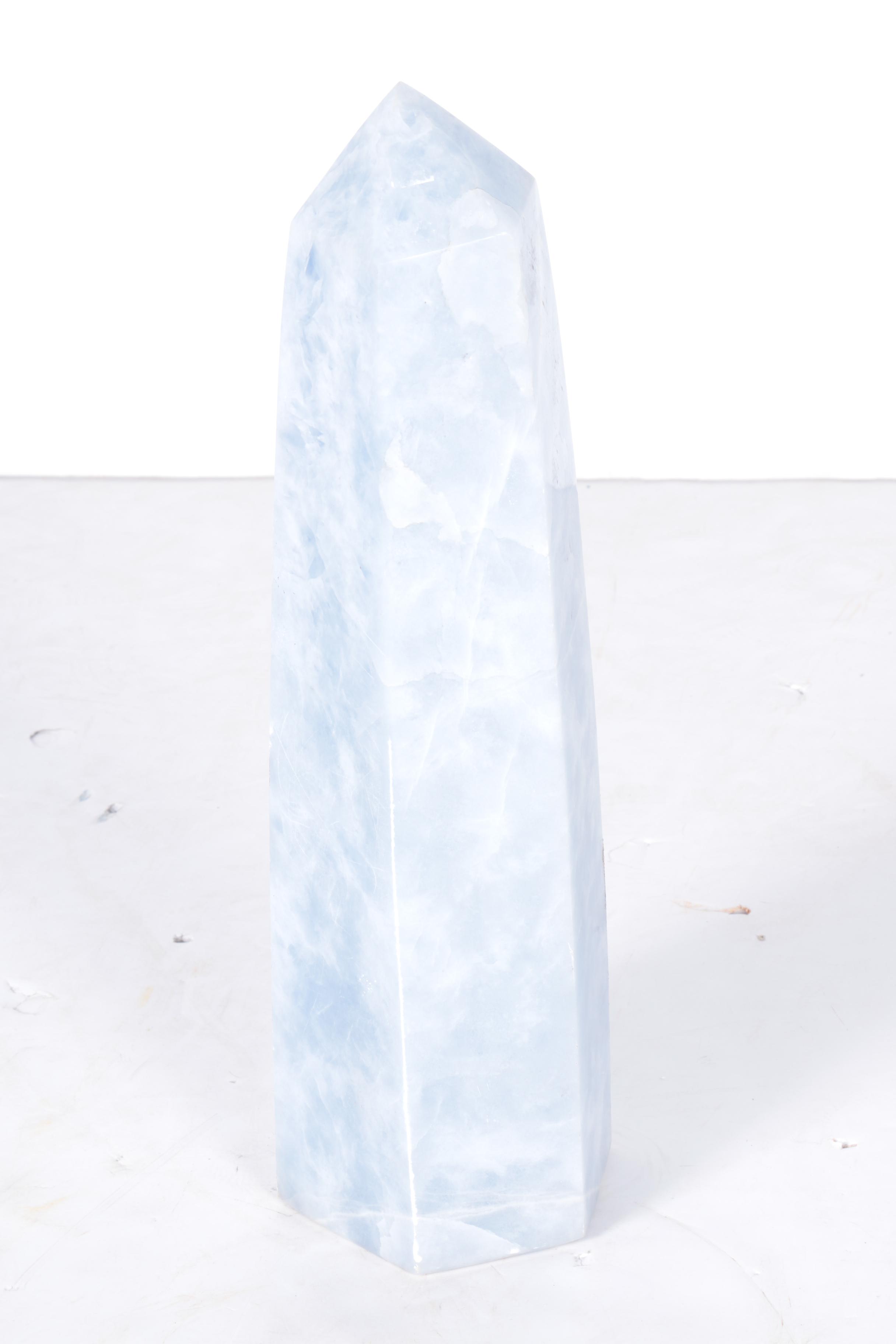 Carved Blue Chalcedony Obelisk