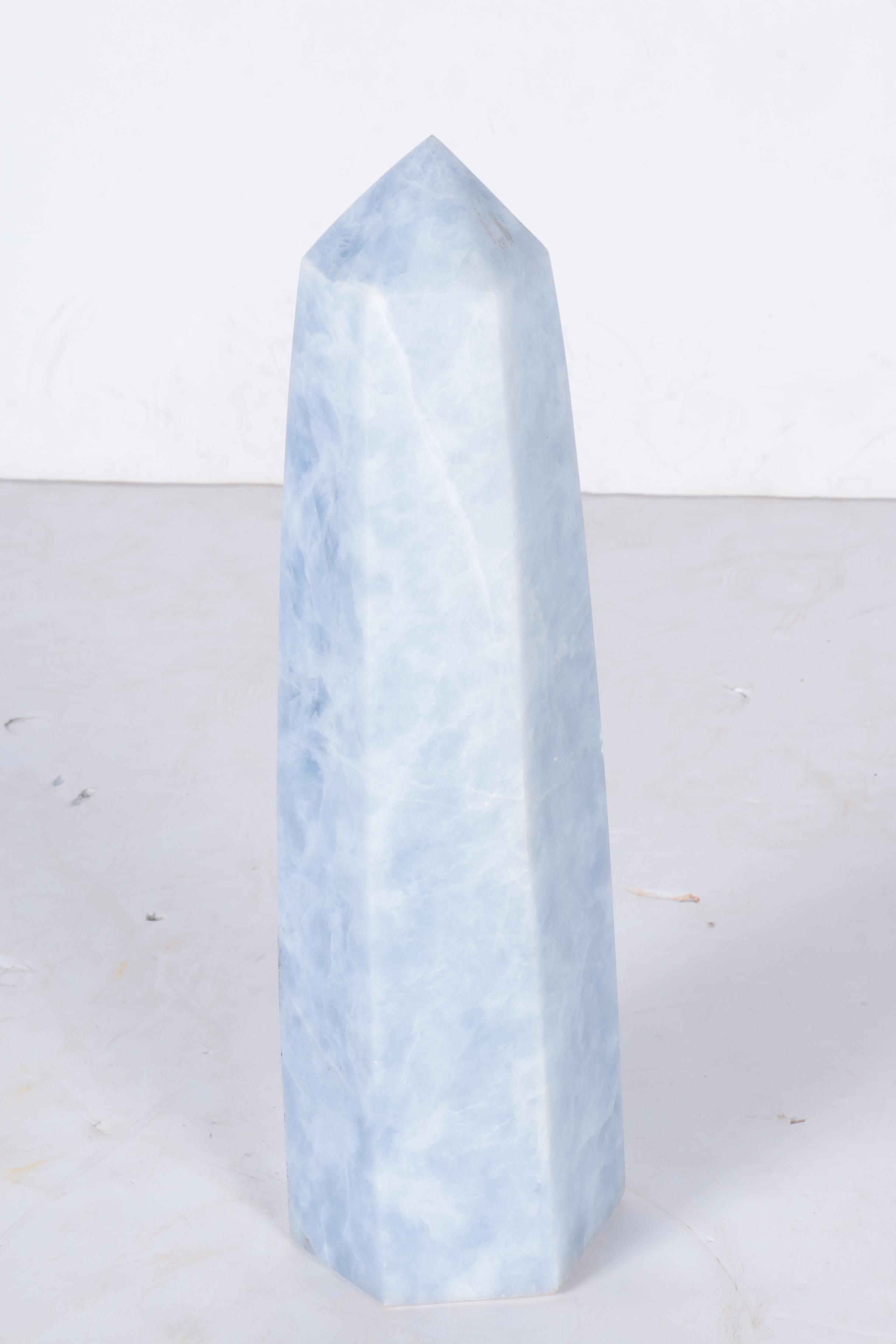 Carved Blue Chalcedony Obelisk