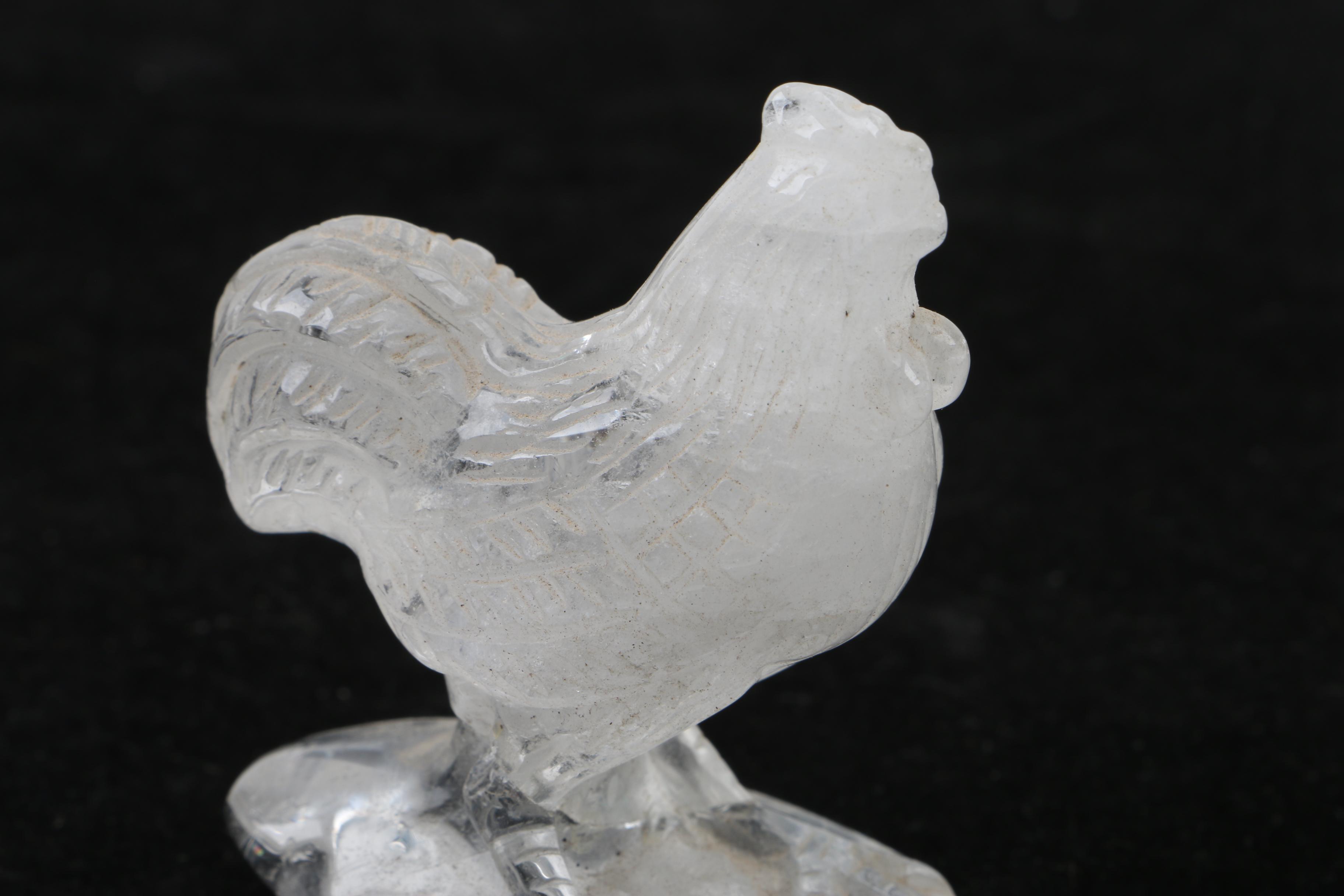Carved Quartz Rooster Figurine