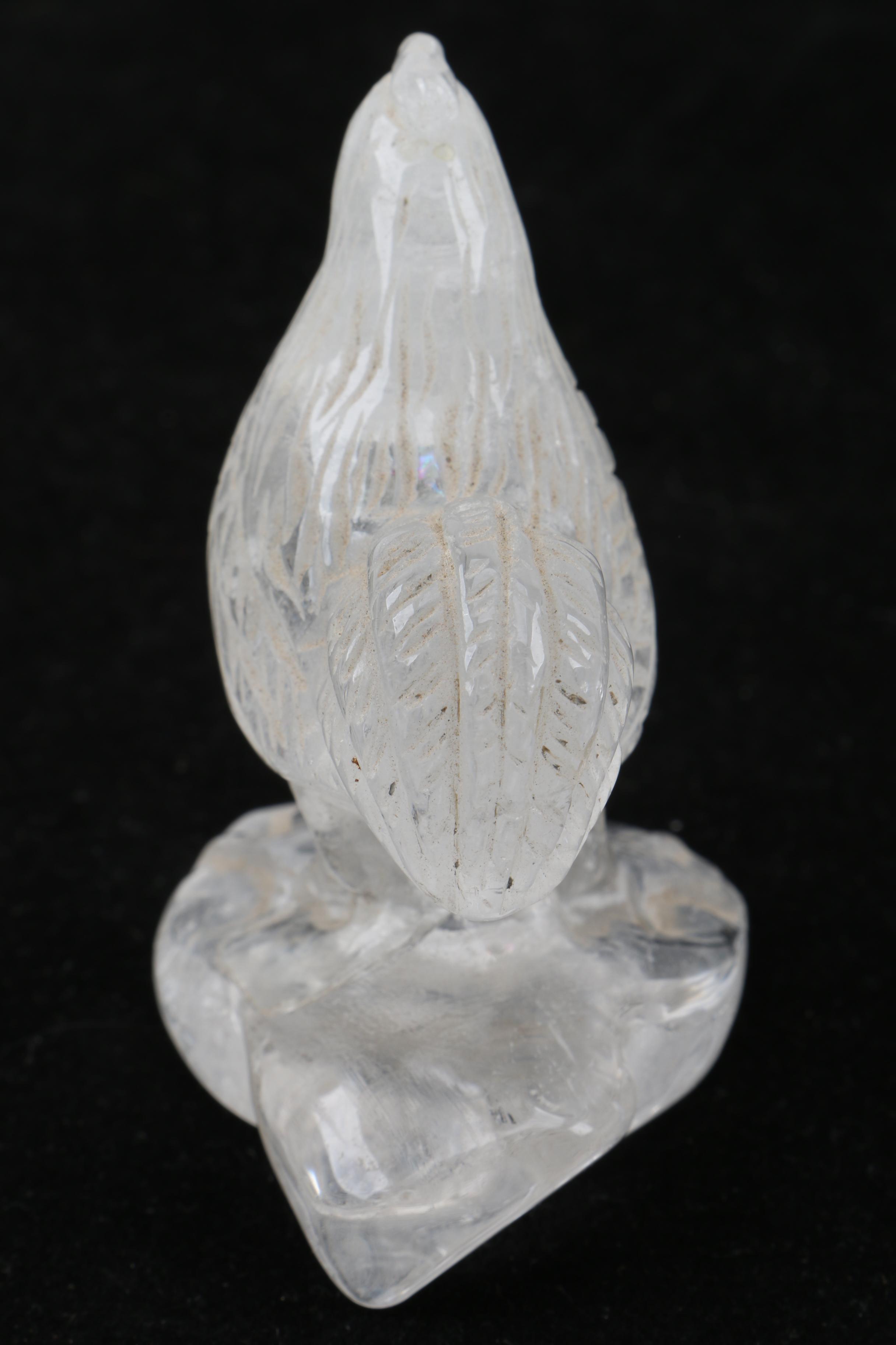 Carved Quartz Rooster Figurine