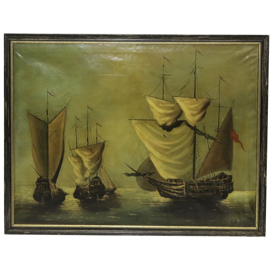 J.B. Oil Painting of Ships