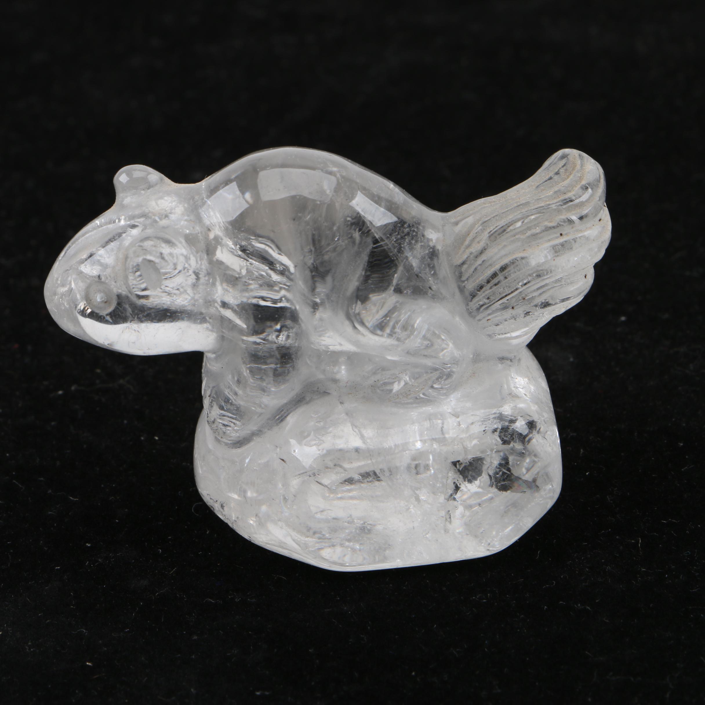 Carved Quartz Squirrel Figurine