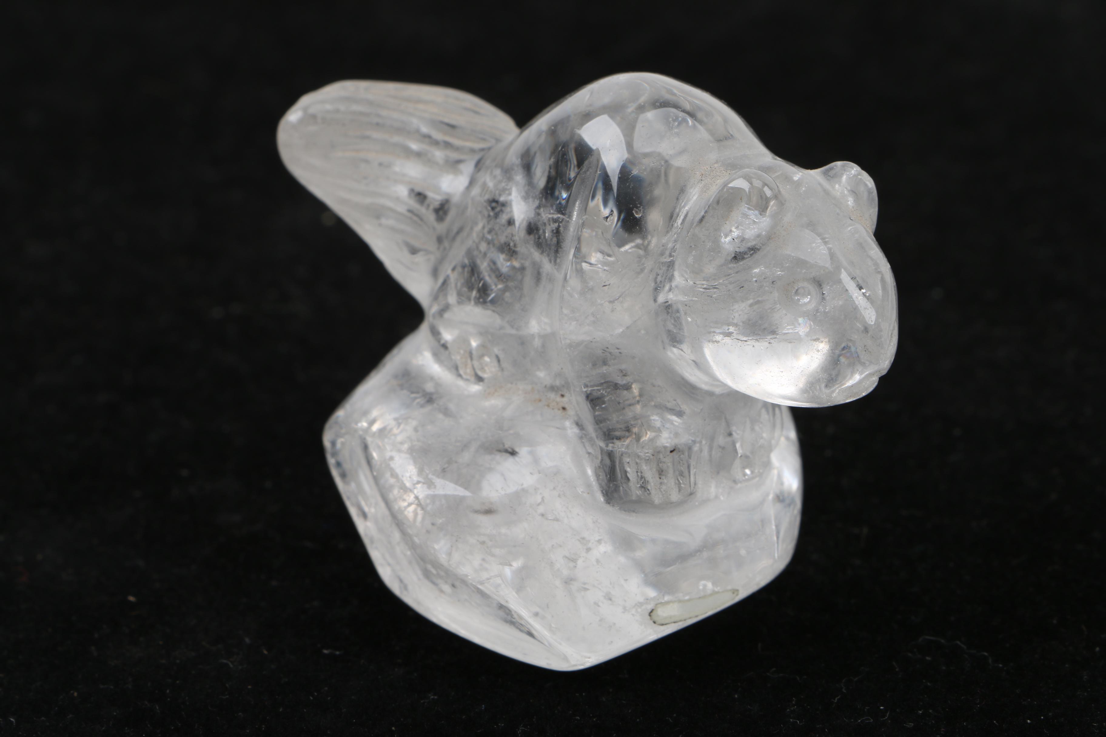 Carved Quartz Squirrel Figurine