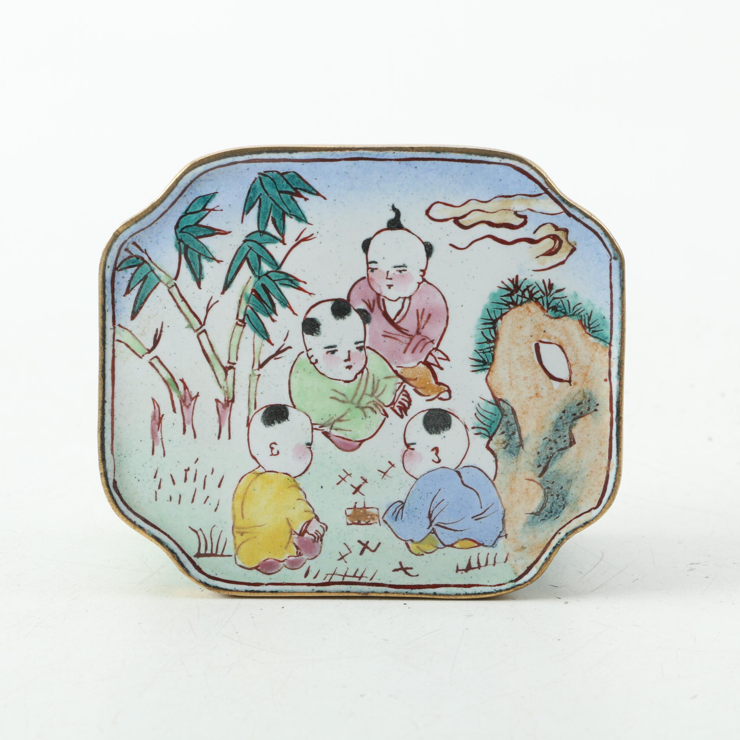 Miniature Chinese Enamel Teapots and Trinket Box