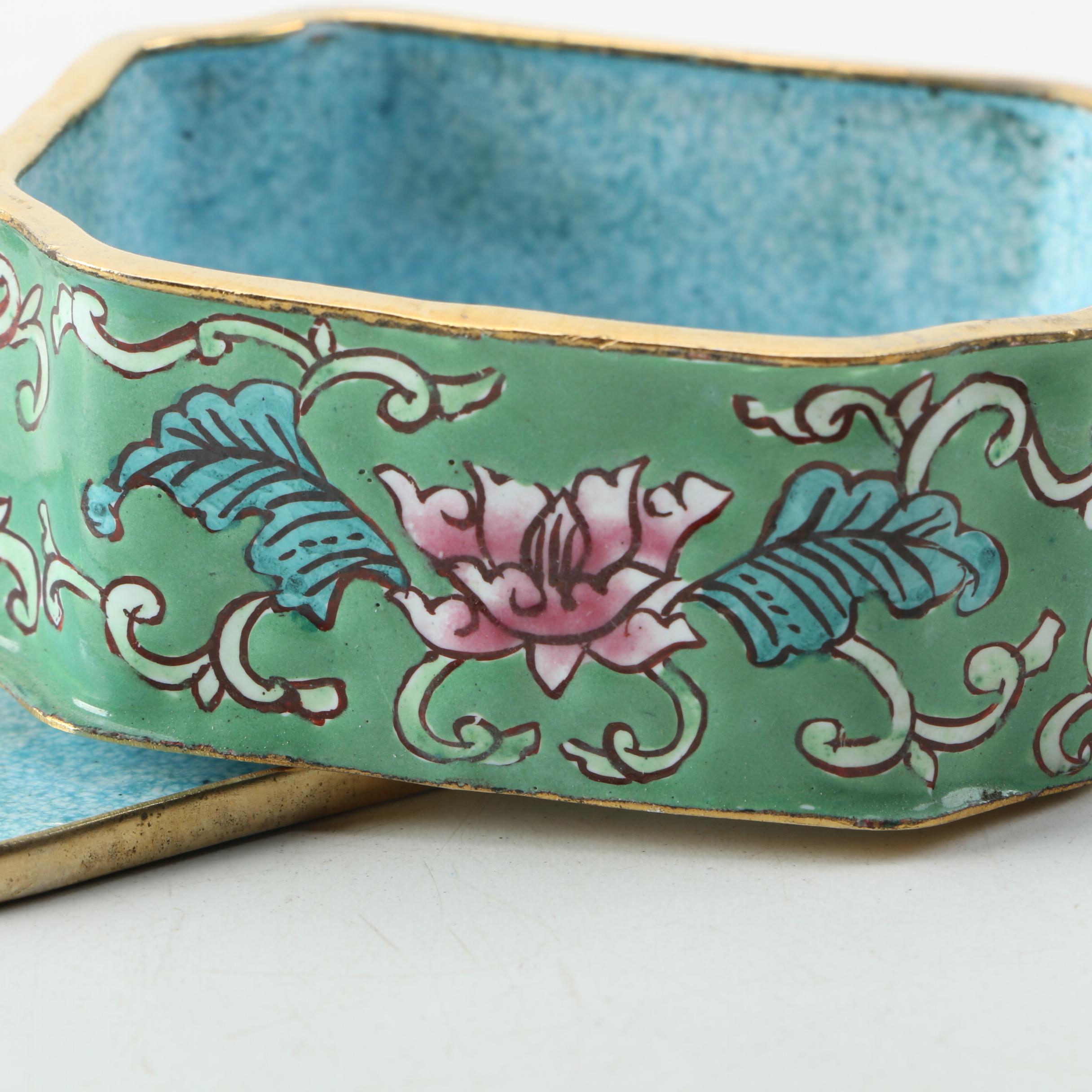 Miniature Chinese Enamel Teapots and Trinket Box