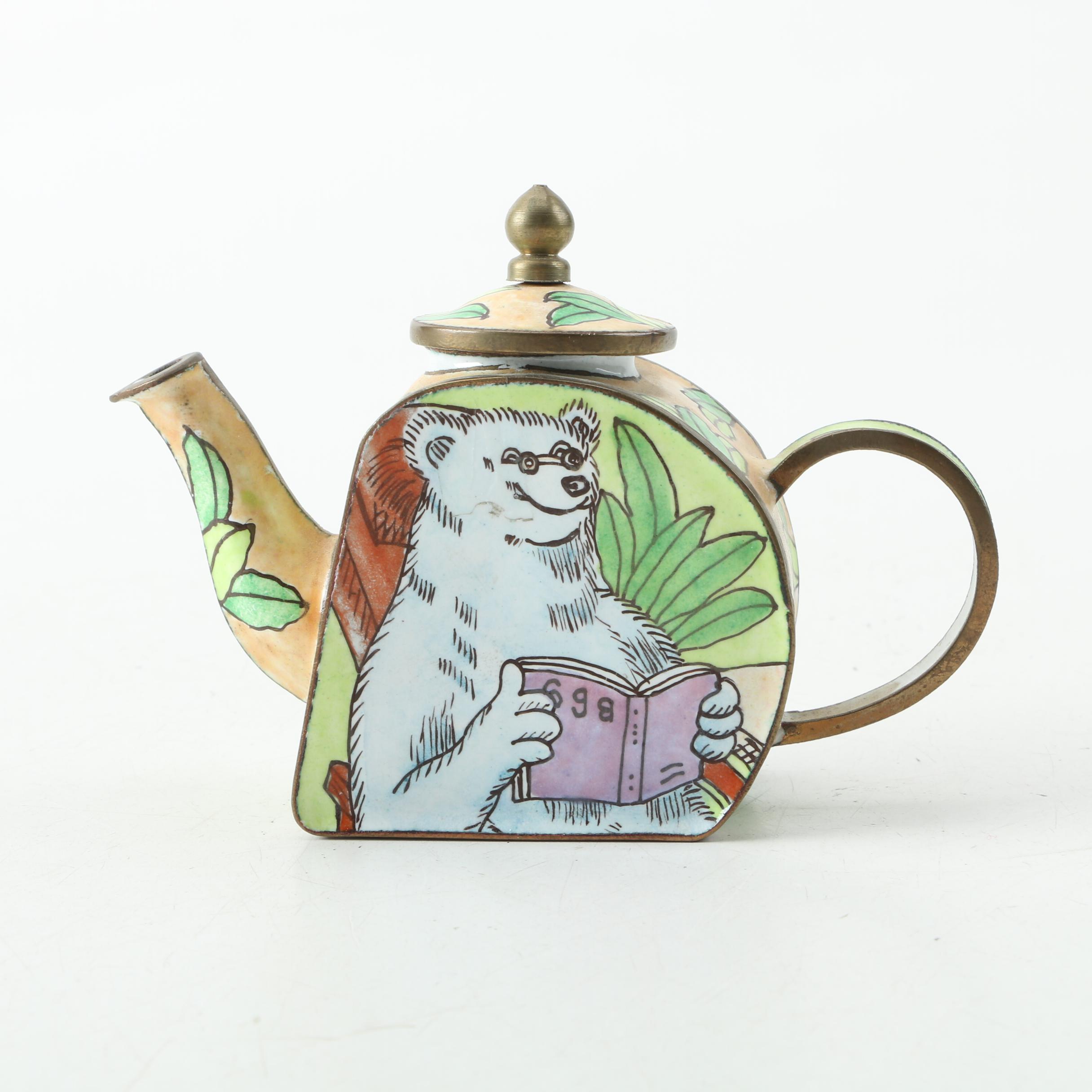Miniature Chinese Enamel Teapots and Trinket Box