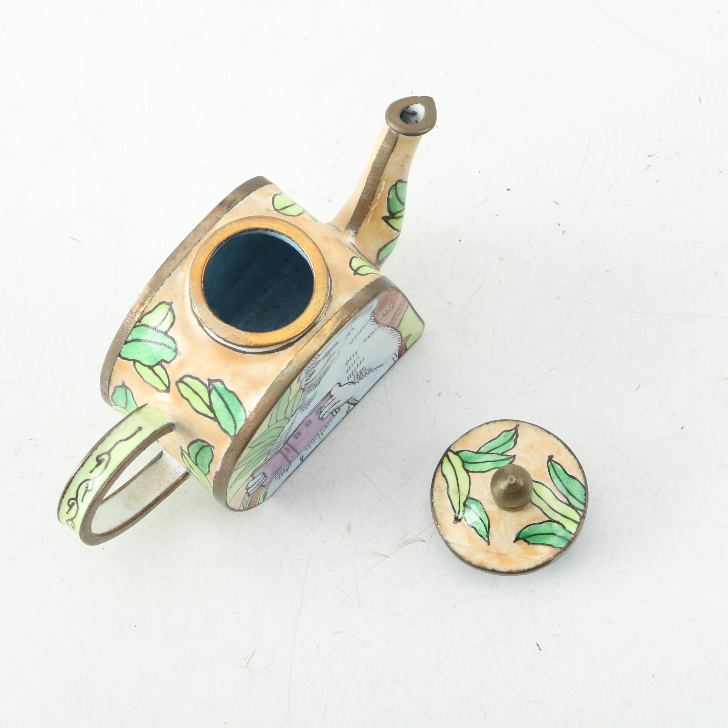 Miniature Chinese Enamel Teapots and Trinket Box