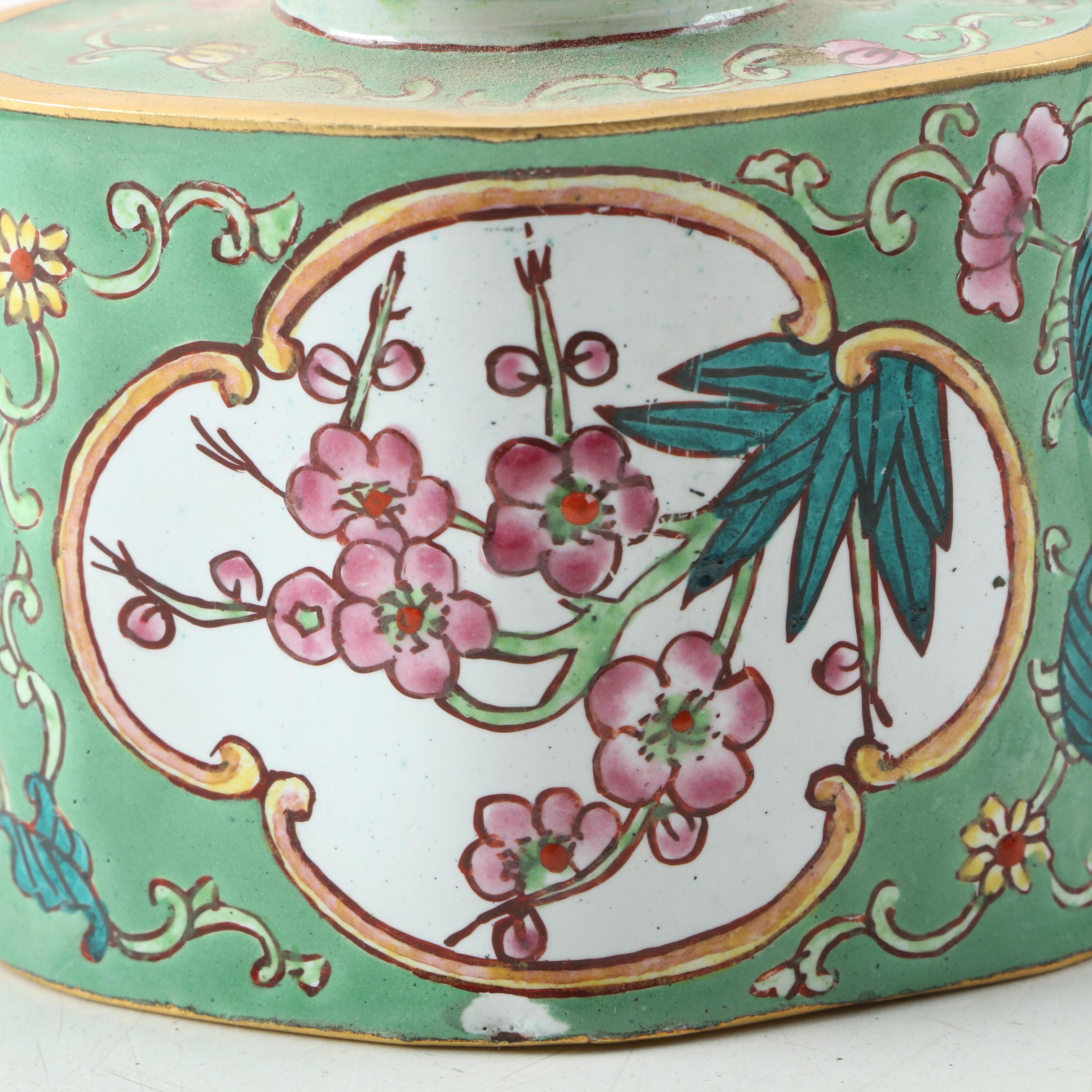 Miniature Chinese Enamel Teapots and Trinket Box