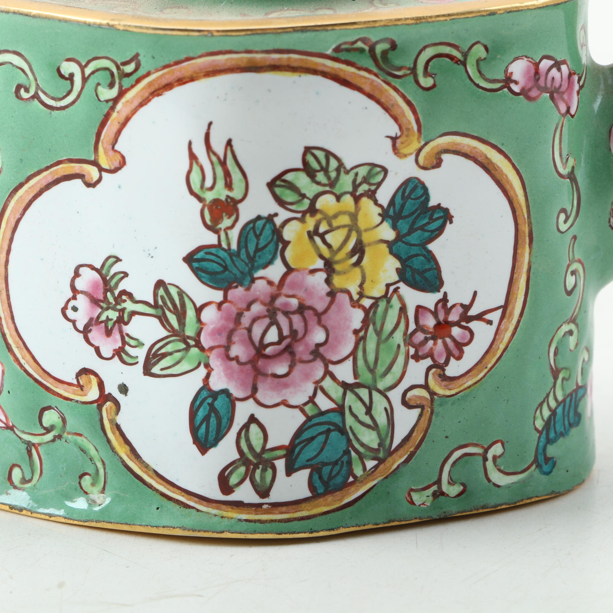 Miniature Chinese Enamel Teapots and Trinket Box