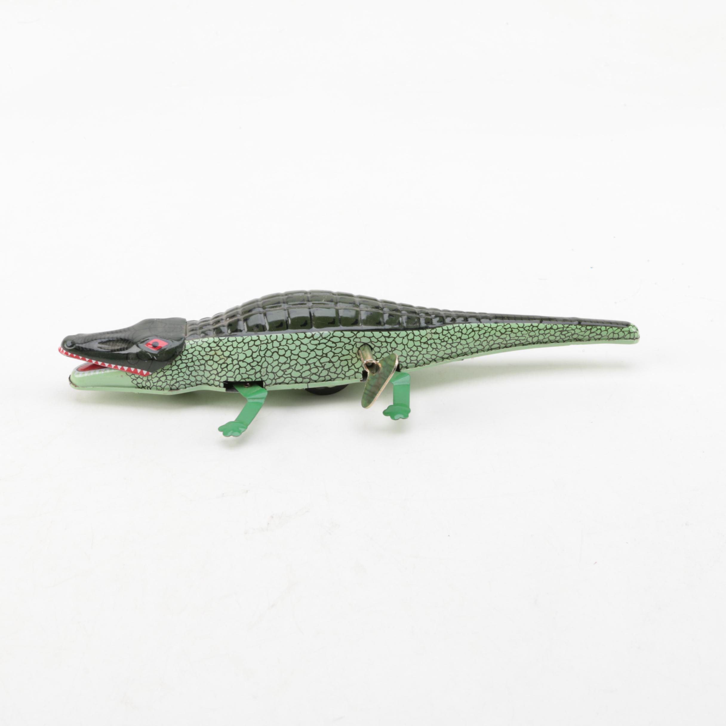 Tin Litho Wind-Up Inertia Crocodile