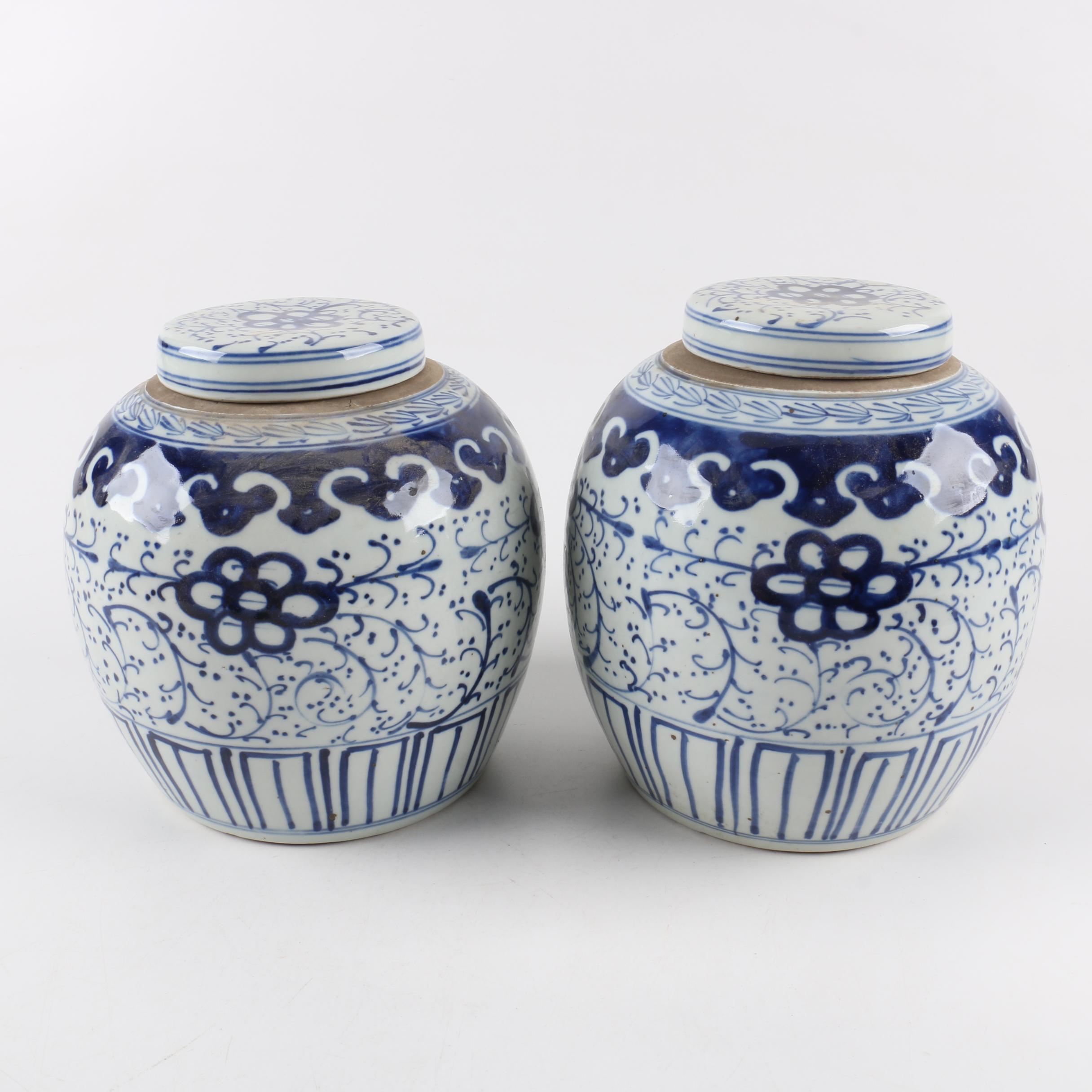 Chinese Ceramic Ginger Jars with Lids