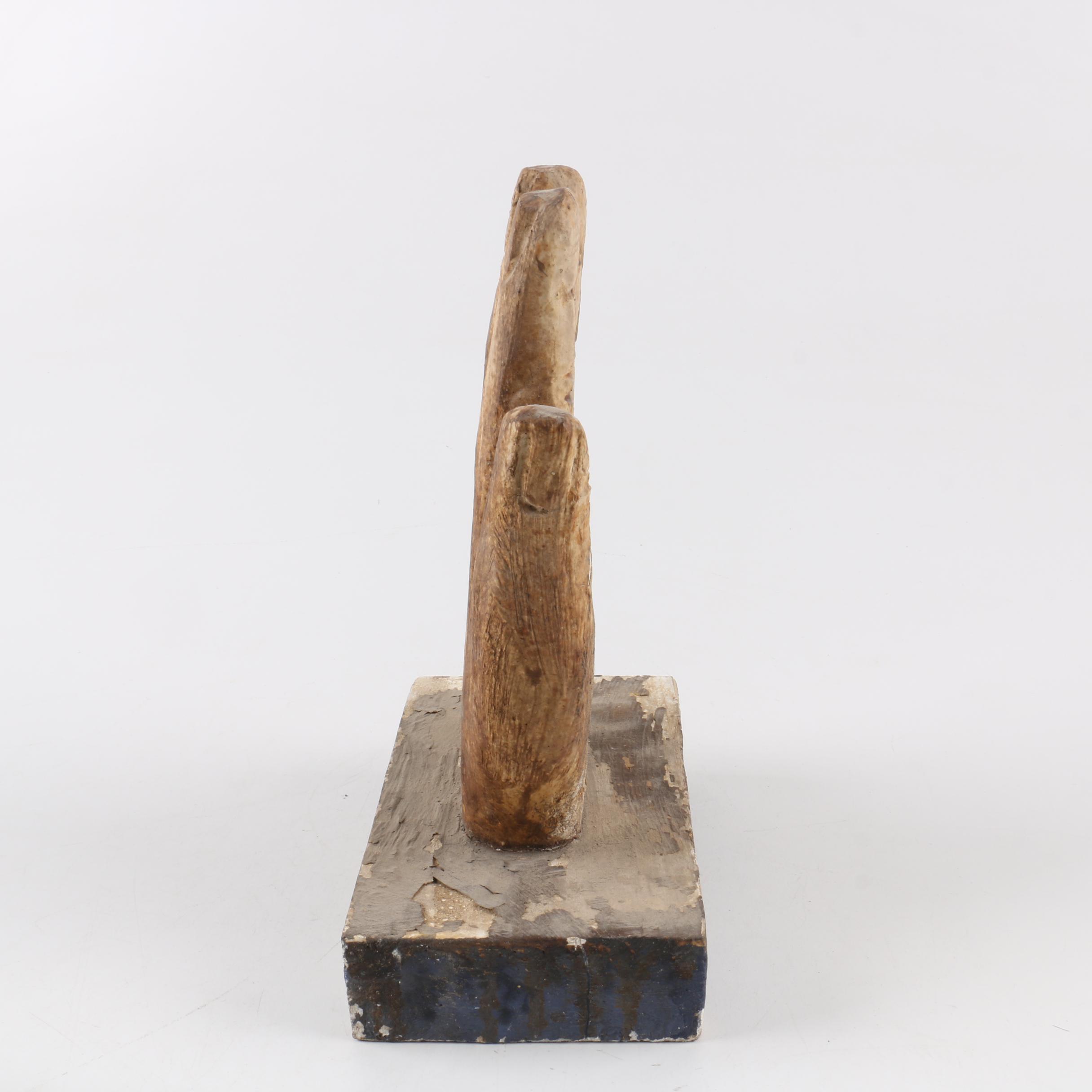 Folk Art Style Polychrome Sculpture of Hand with All Seeing Eye