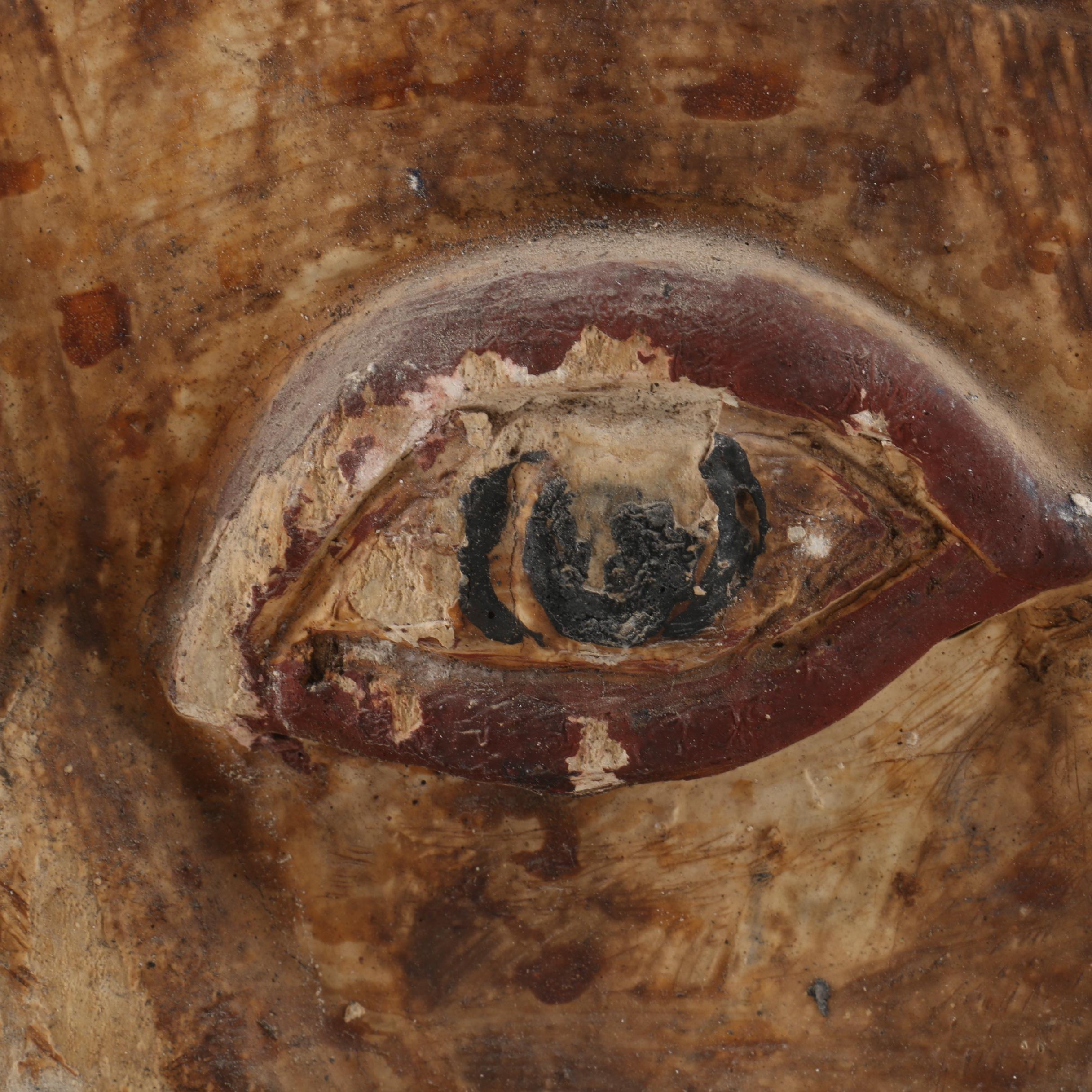 Folk Art Style Polychrome Sculpture of Hand with All Seeing Eye