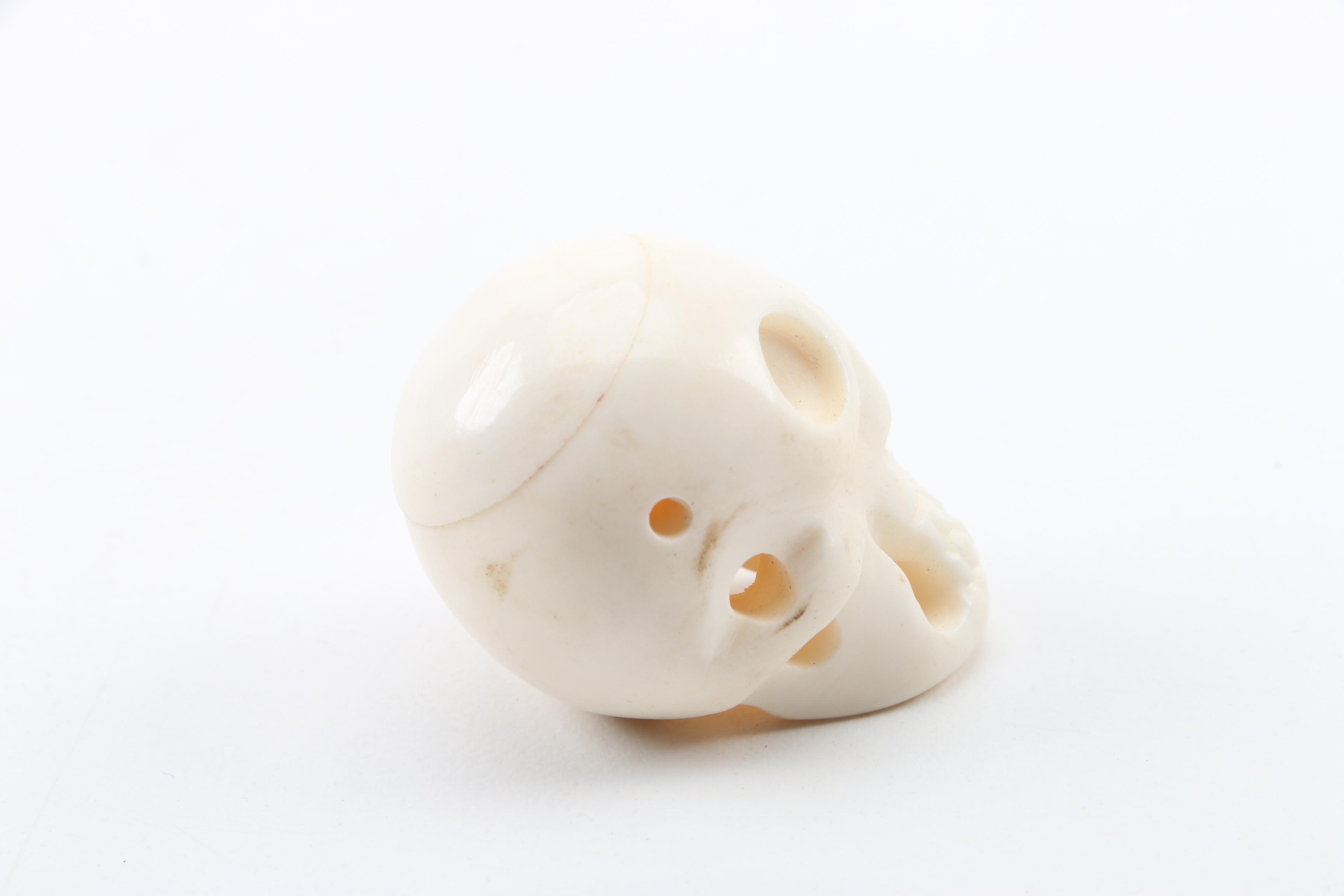 Carved Bone Skull Figurines