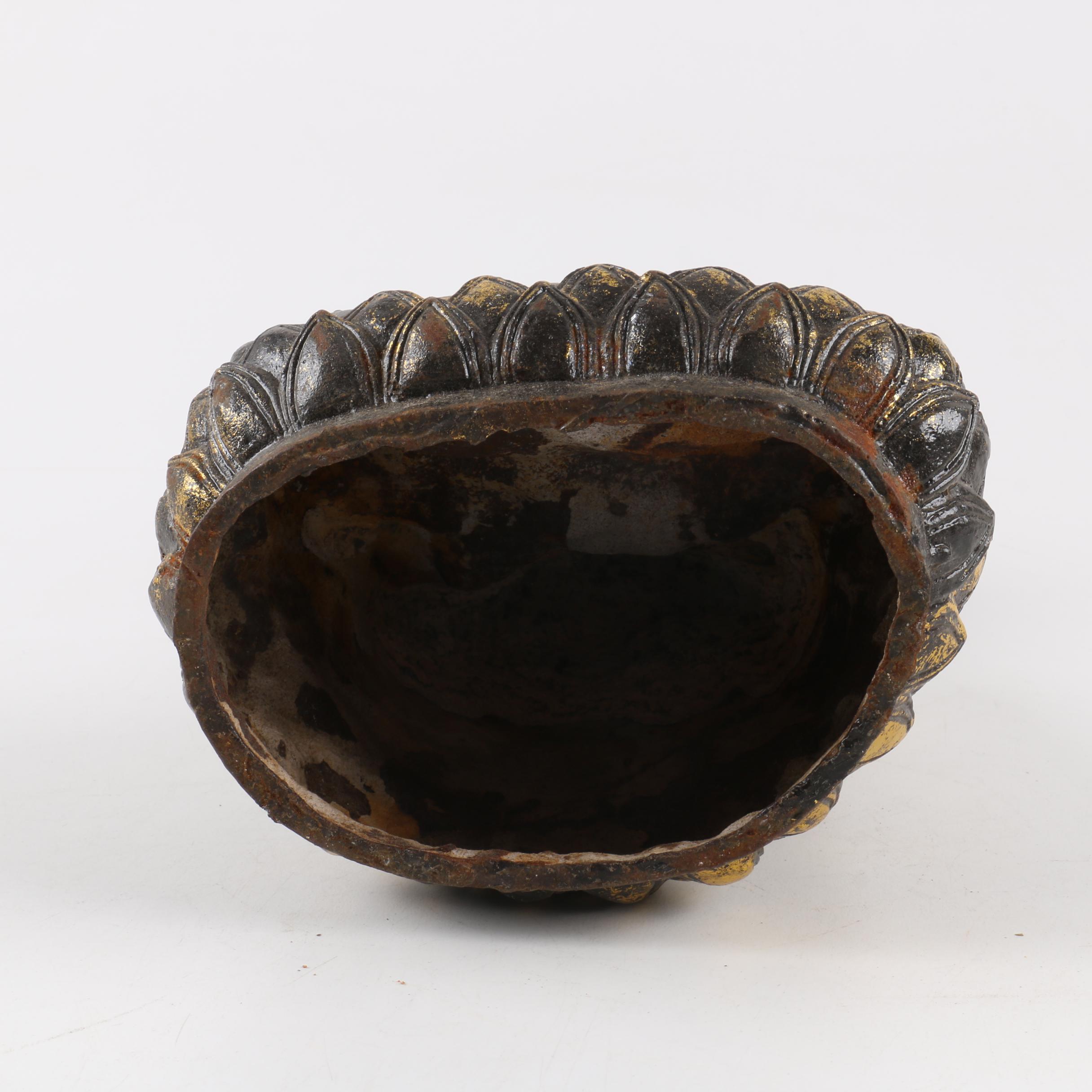 Gold-Tone Gautama Buddha on Lotus Statue