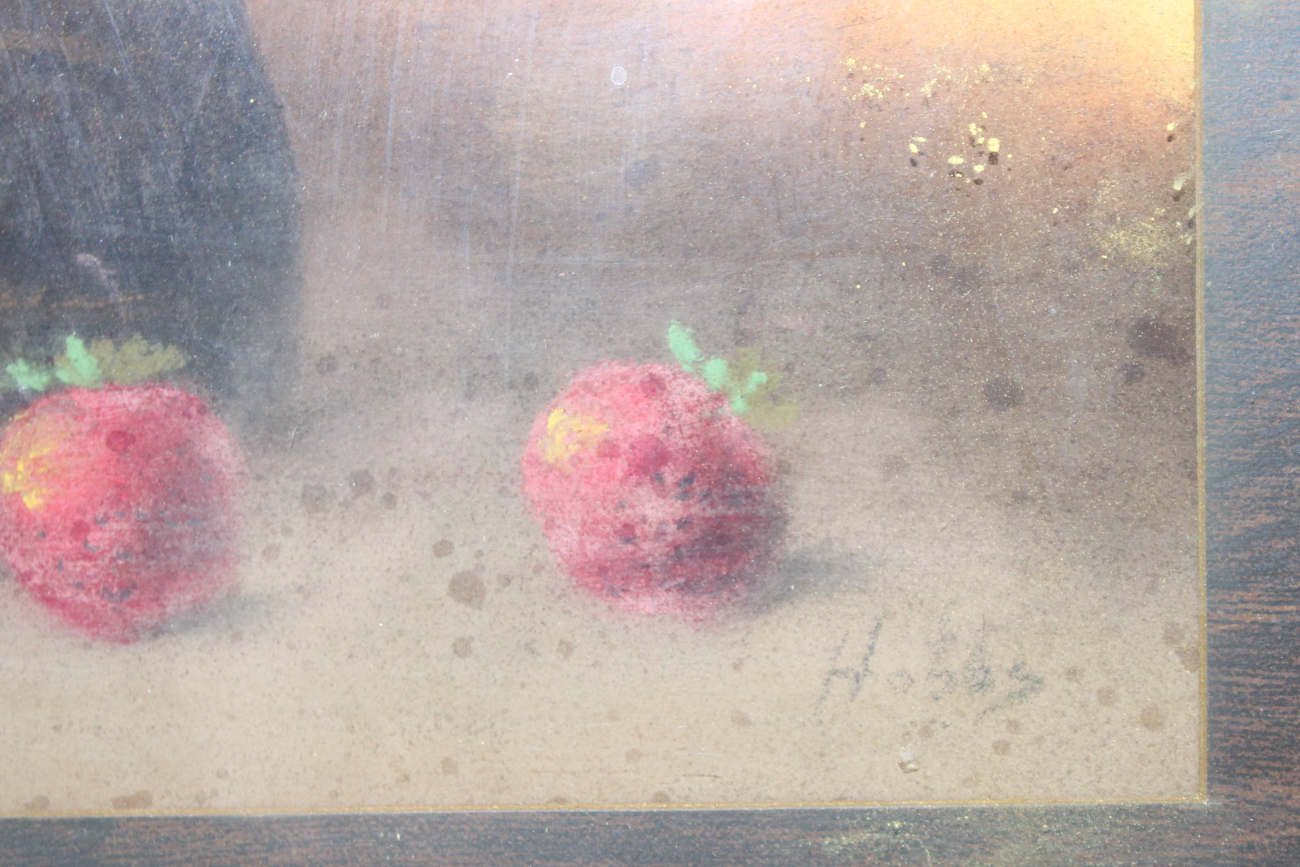George Thompson Hobbs Pastel of Strawberries Still Life Drawing