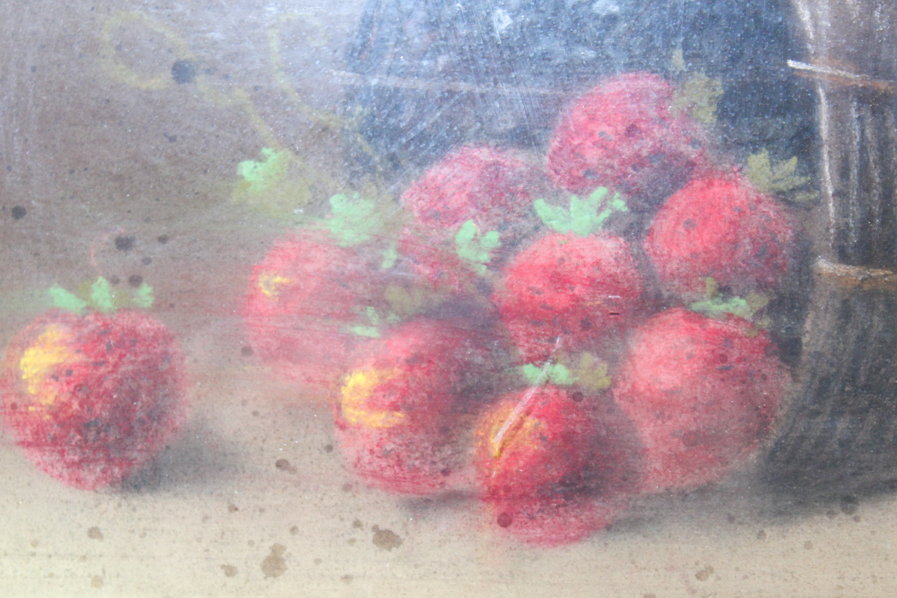 George Thompson Hobbs Pastel of Strawberries Still Life Drawing
