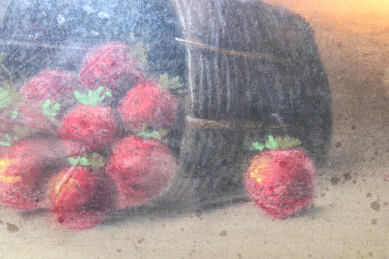 George Thompson Hobbs Pastel of Strawberries Still Life Drawing