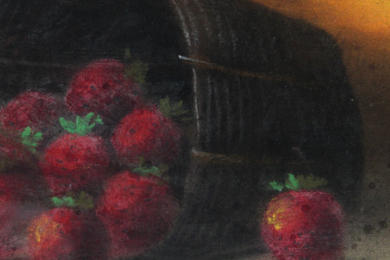 George Thompson Hobbs Pastel of Strawberries Still Life Drawing