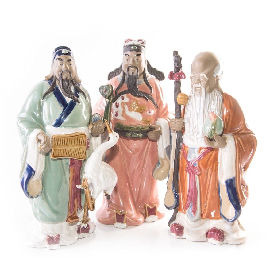 Chinese Sanxing Deity Figurines