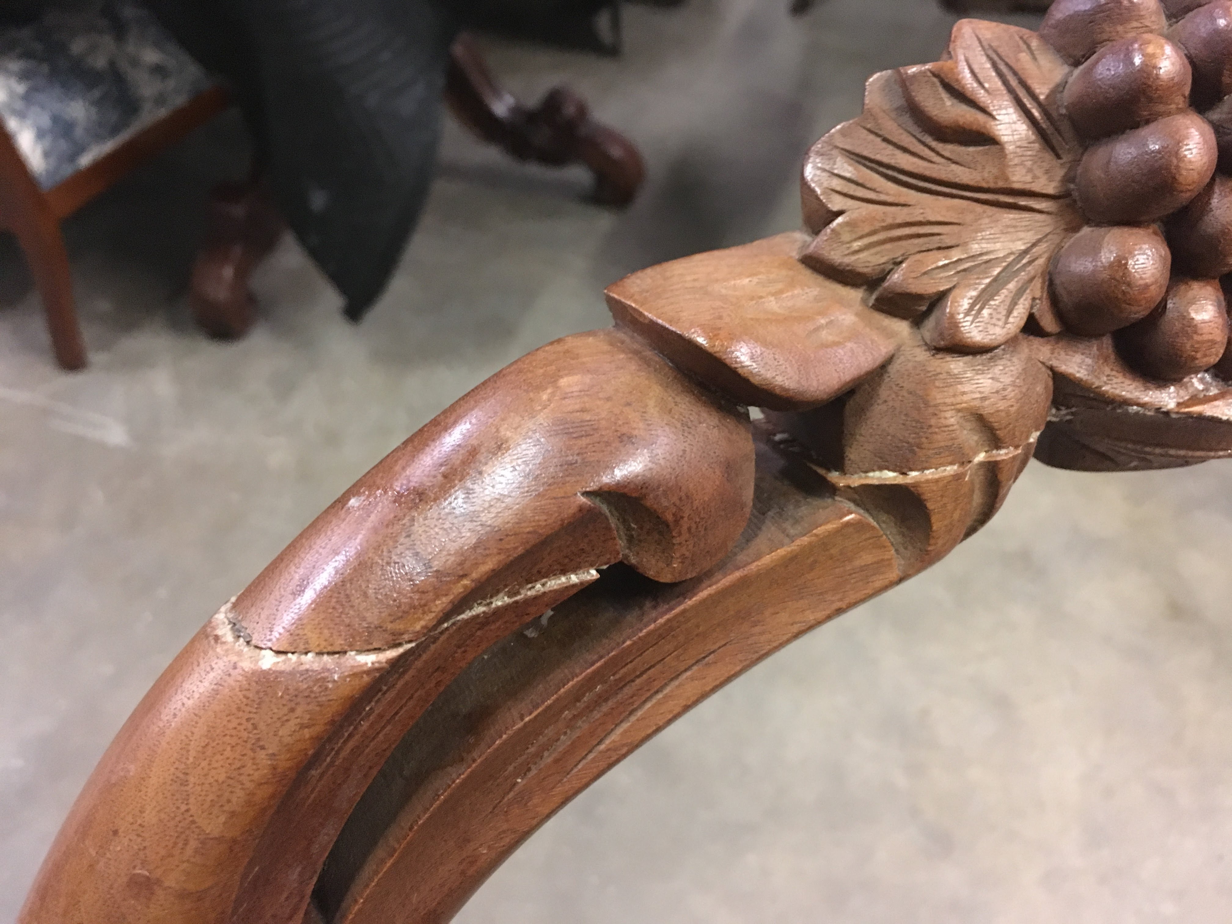 Victorian Carved Walnut Chair With Needlepoint Seat