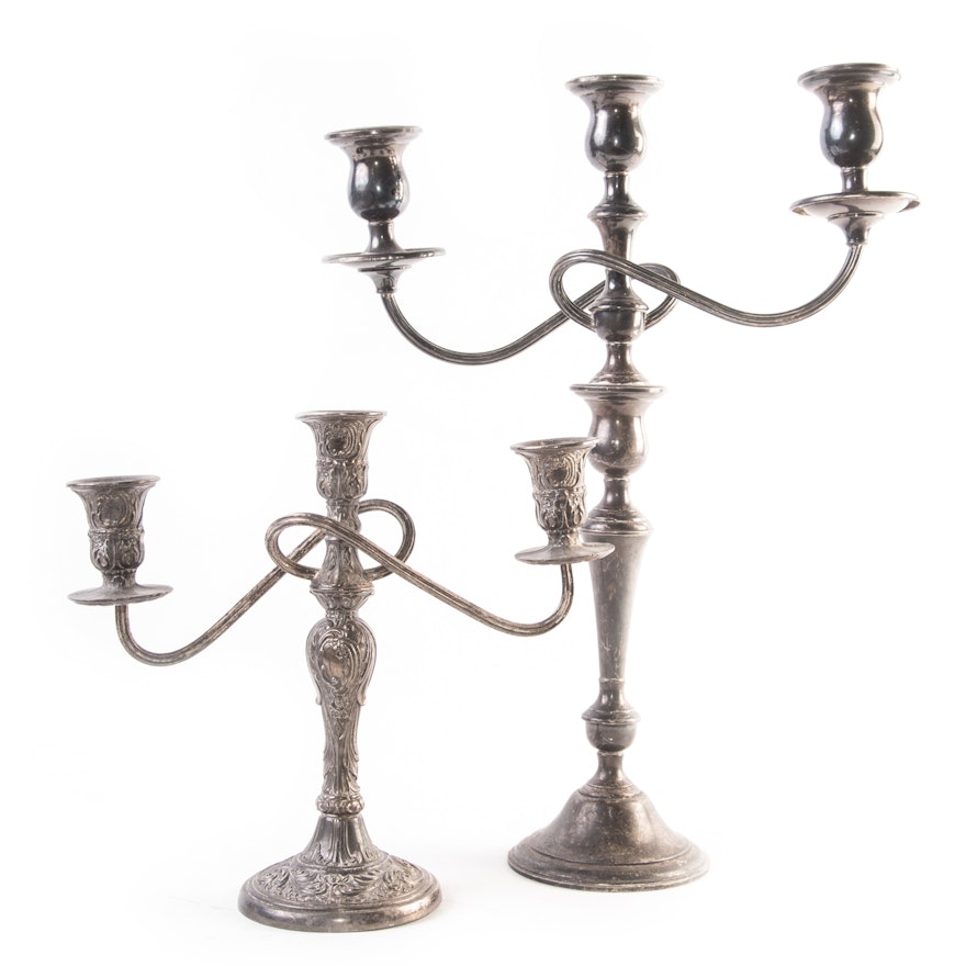 International Silver Co. Weighted Sterling Candelabrum with Plated Candelabrum