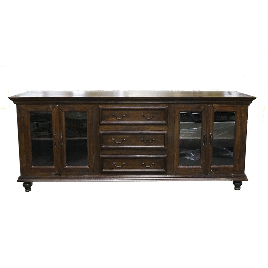 Walnut Finished Buffet Cabinet