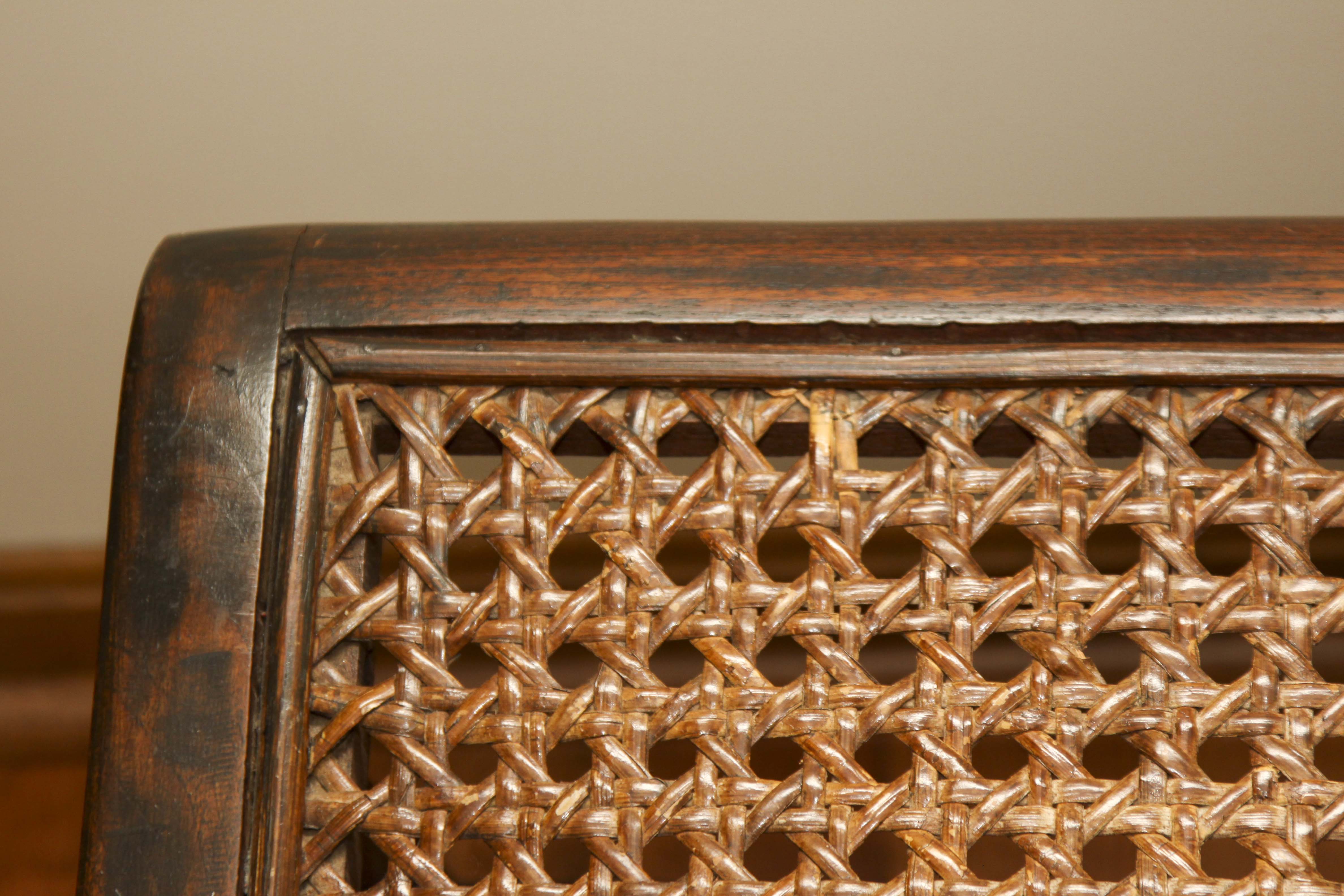 Asian Inspired Caned "Safari" Style Lounge Chair and Ottoman