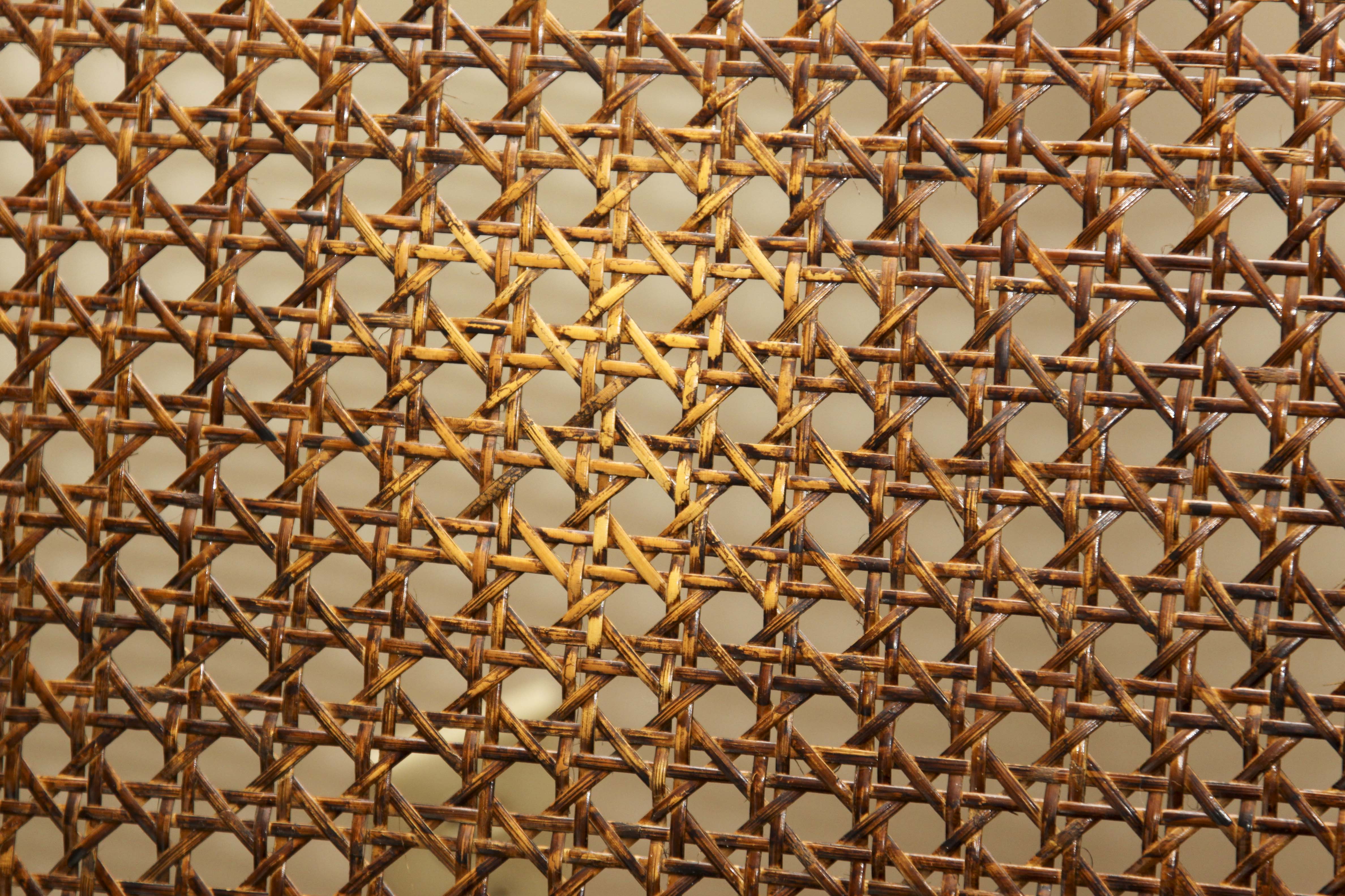 Asian Inspired Caned "Safari" Style Lounge Chair and Ottoman