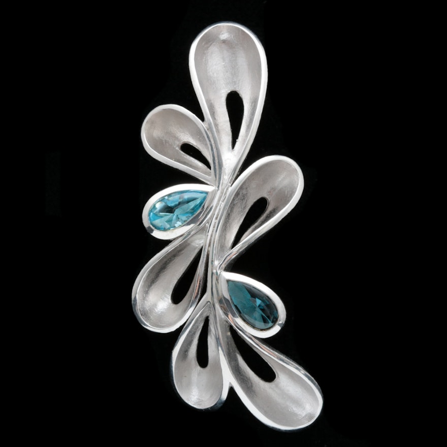 Bastian Sterling Silver and Blue Topaz Pendant