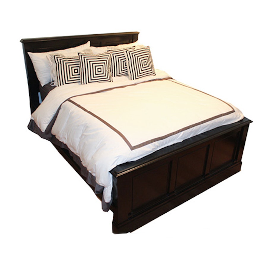 Full-Size Platform Bed Frame with Custom Bedding
