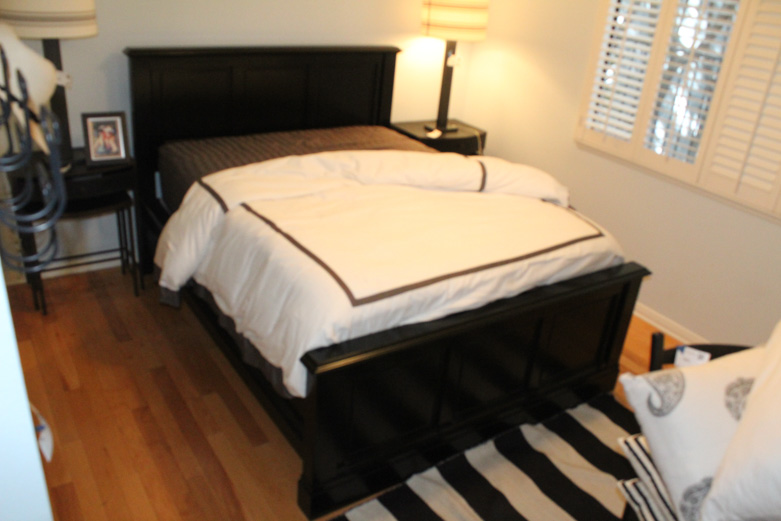 Full-Size Platform Bed Frame with Custom Bedding