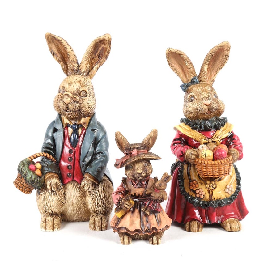 Easter Themed Bunny Figurine Family