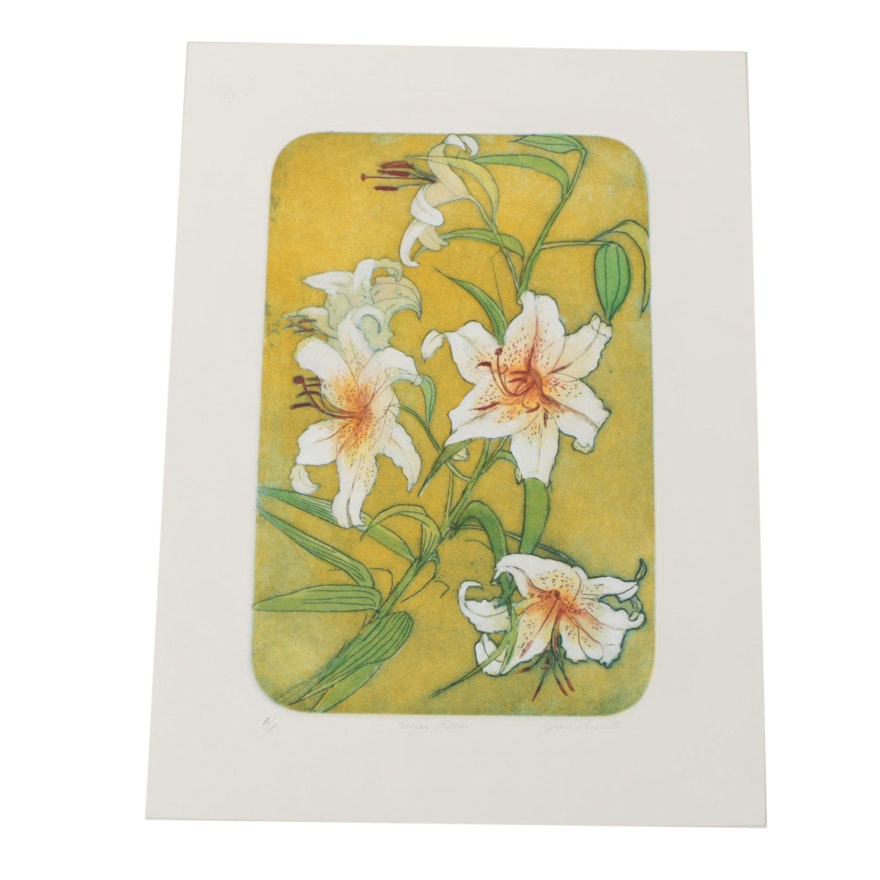 Joan Purcell Artist's Proof Intaglio Print "Tiger Lilies"