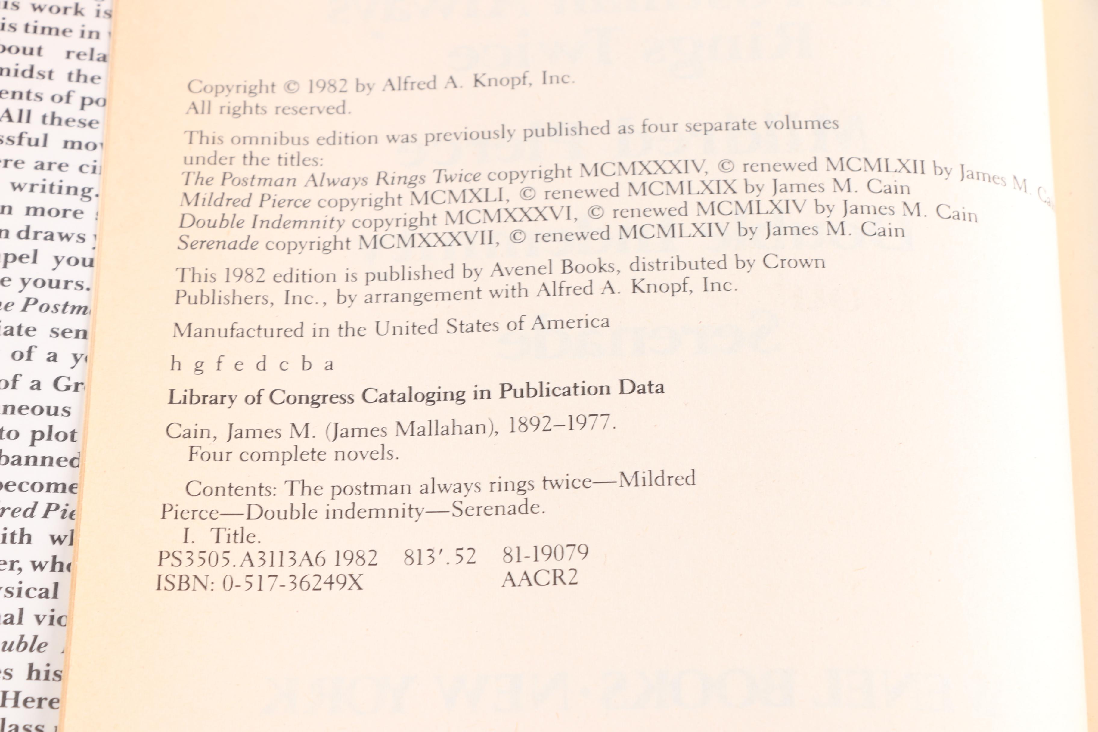 Collection of Books by James M. Cain