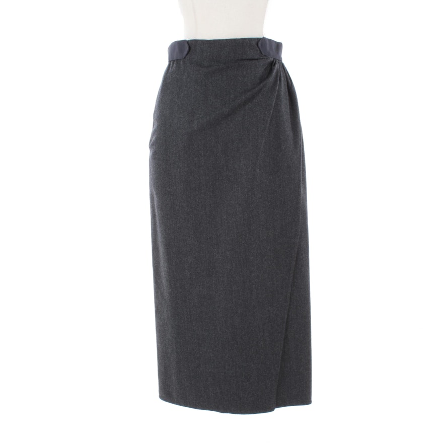 Vintage Valentino Boutique Grey Wool Wrap Skirt