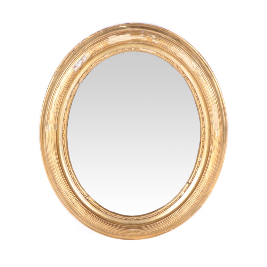 Gold Tone Oval Wall Mirror