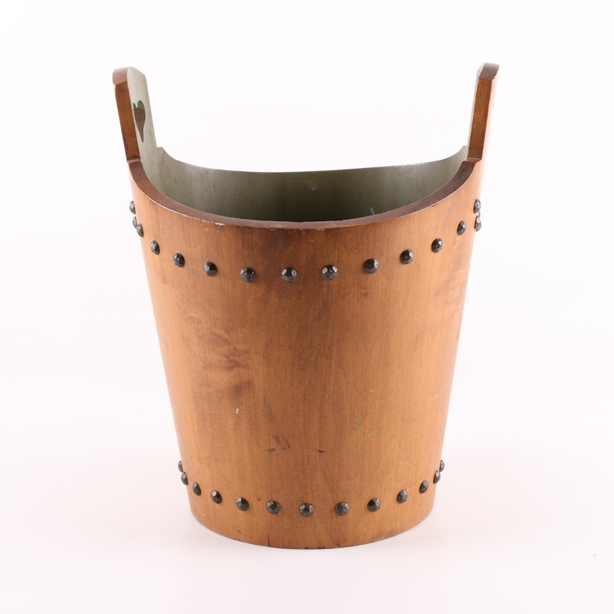 Vintage "Tell City" Wooden Bucket with Nail-Head Trim