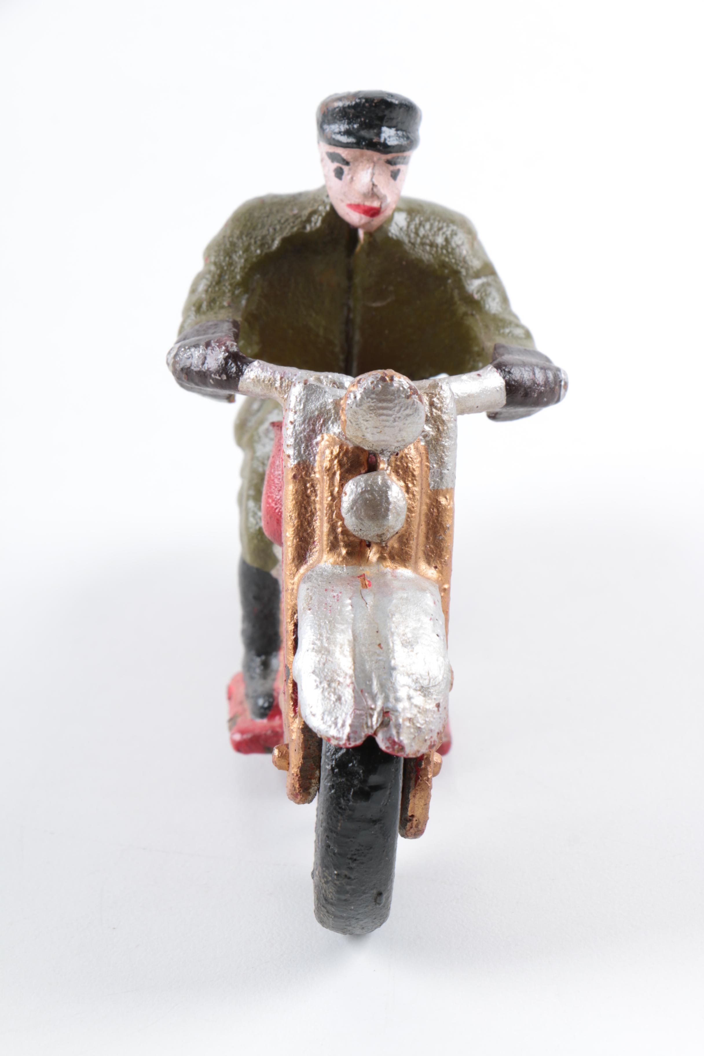 Cast Iron Motorcyclist Figurine