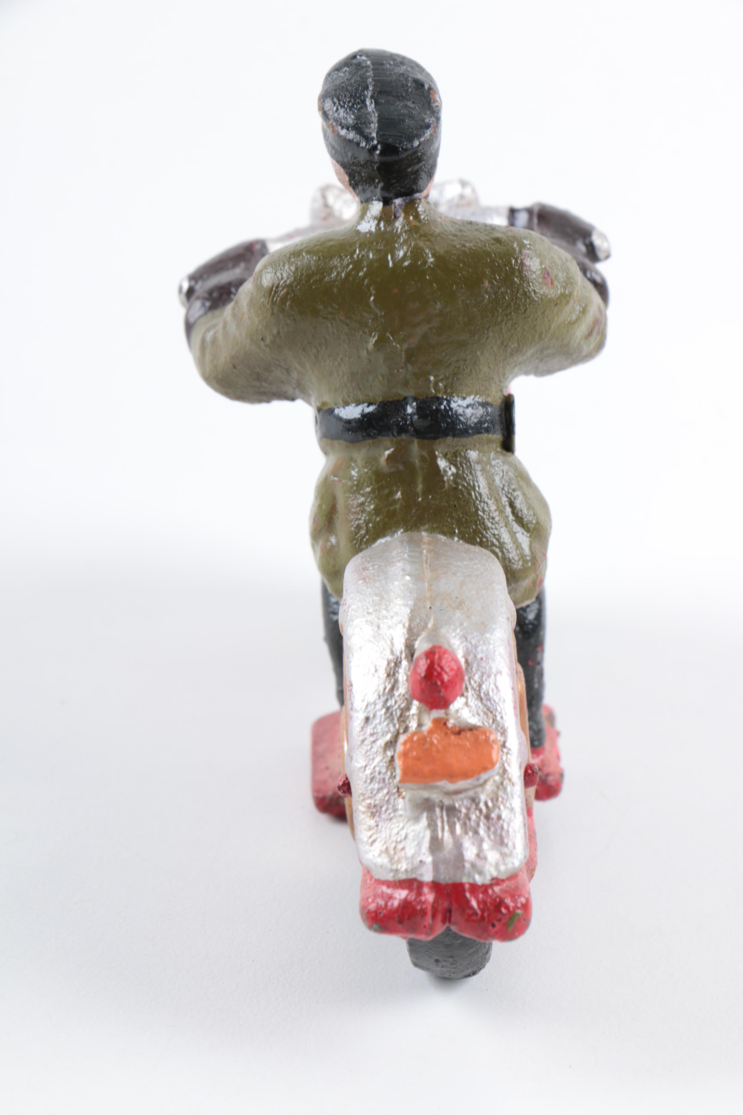 Cast Iron Motorcyclist Figurine