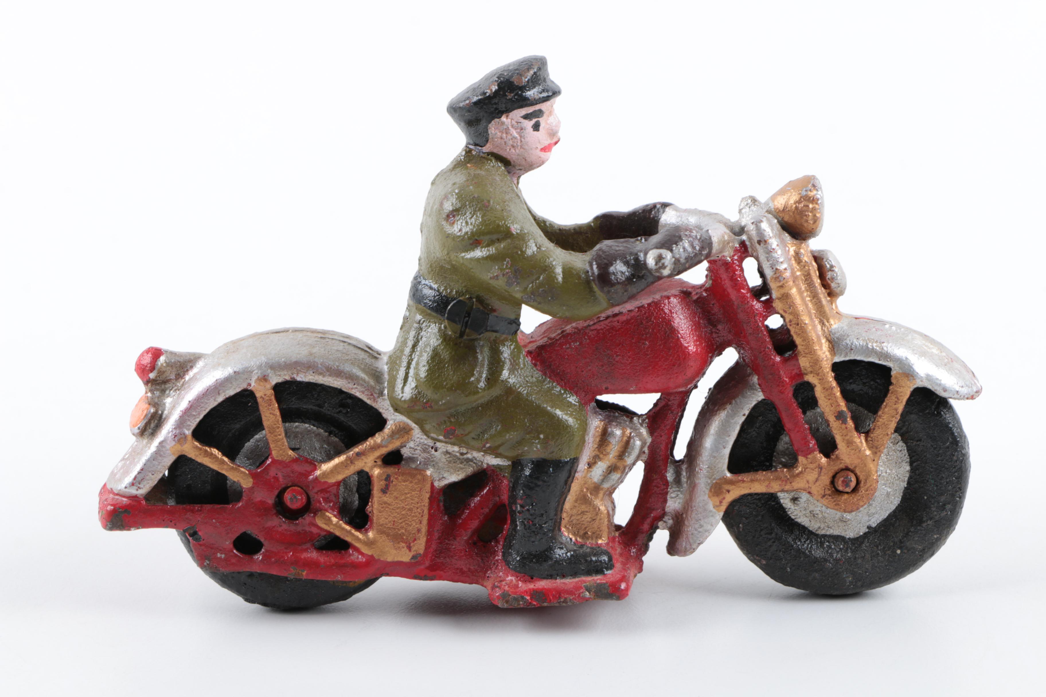 Cast Iron Motorcyclist Figurine