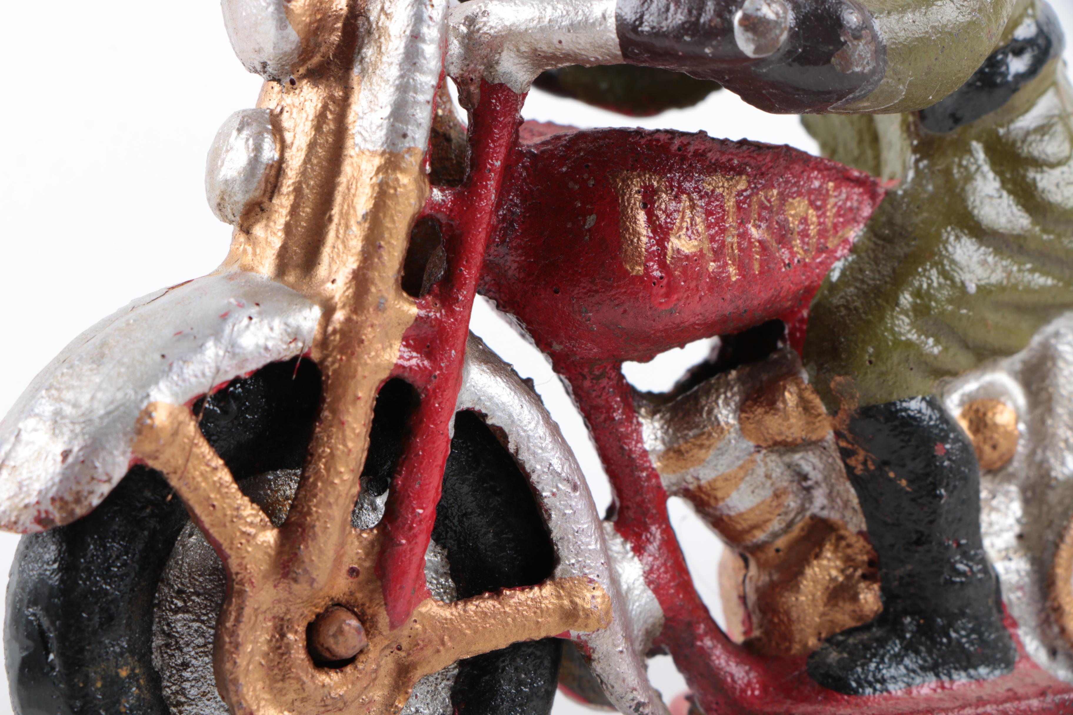 Cast Iron Motorcyclist Figurine