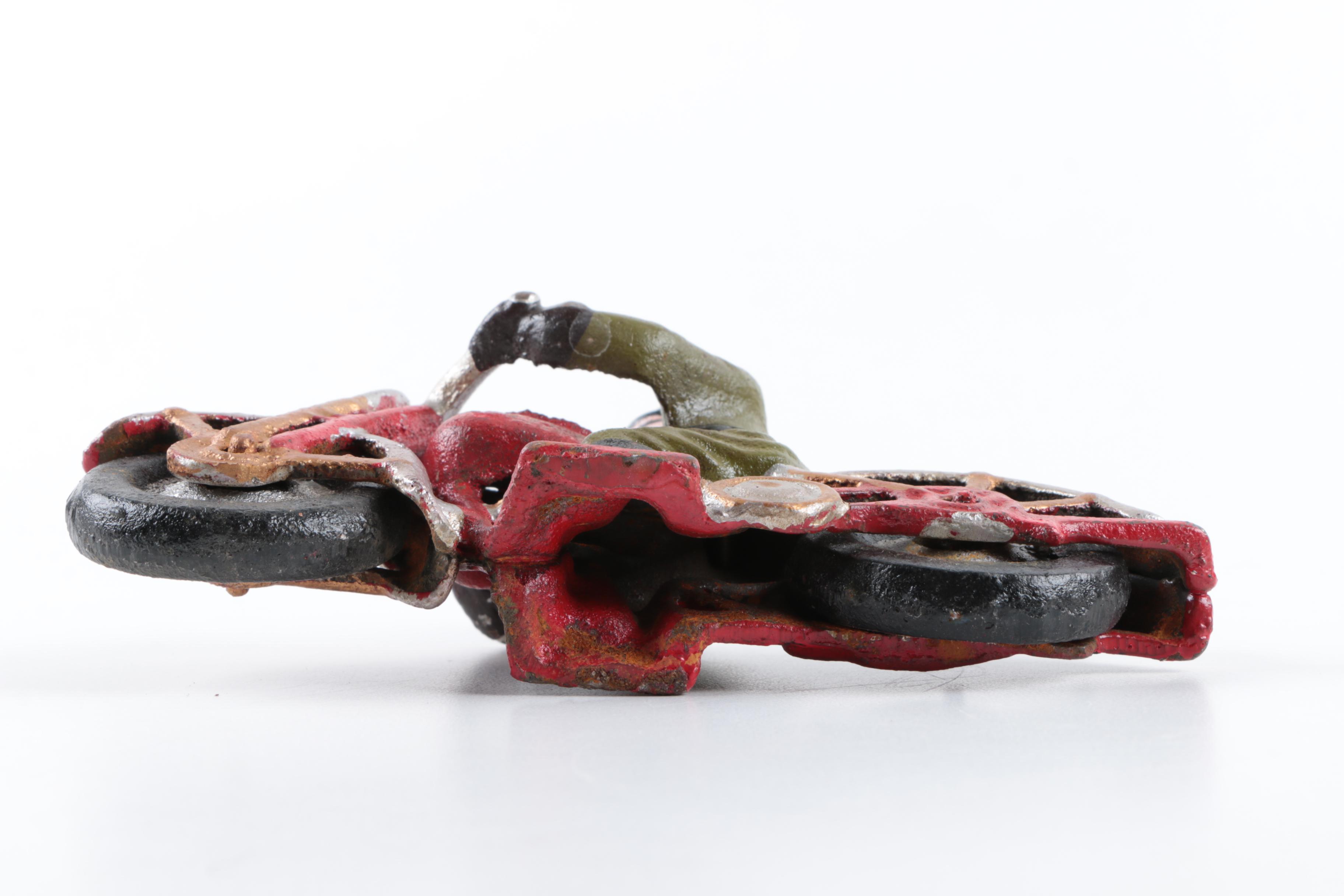 Cast Iron Motorcyclist Figurine