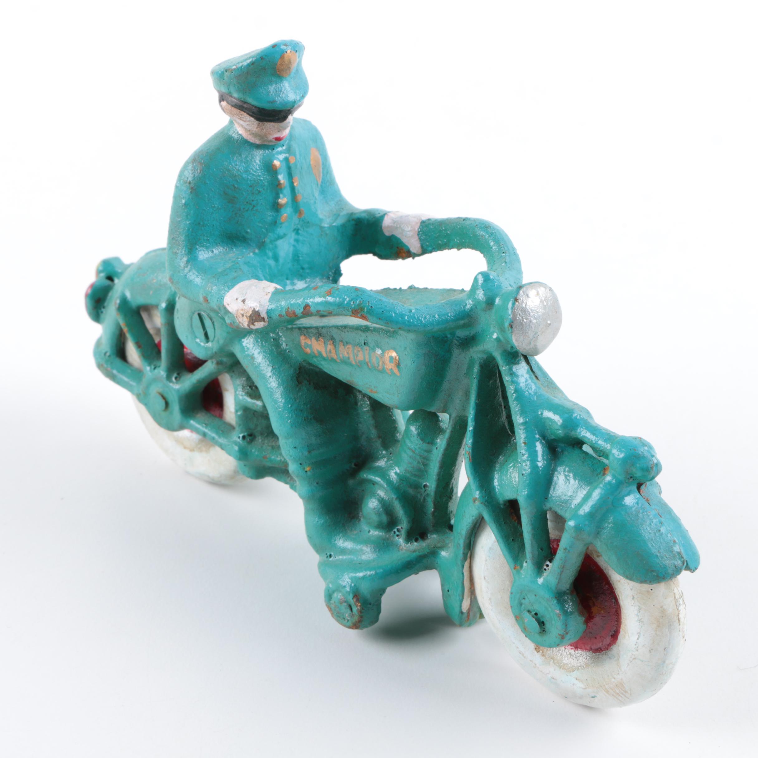 Police Officer On Motorcycle Cast Figure