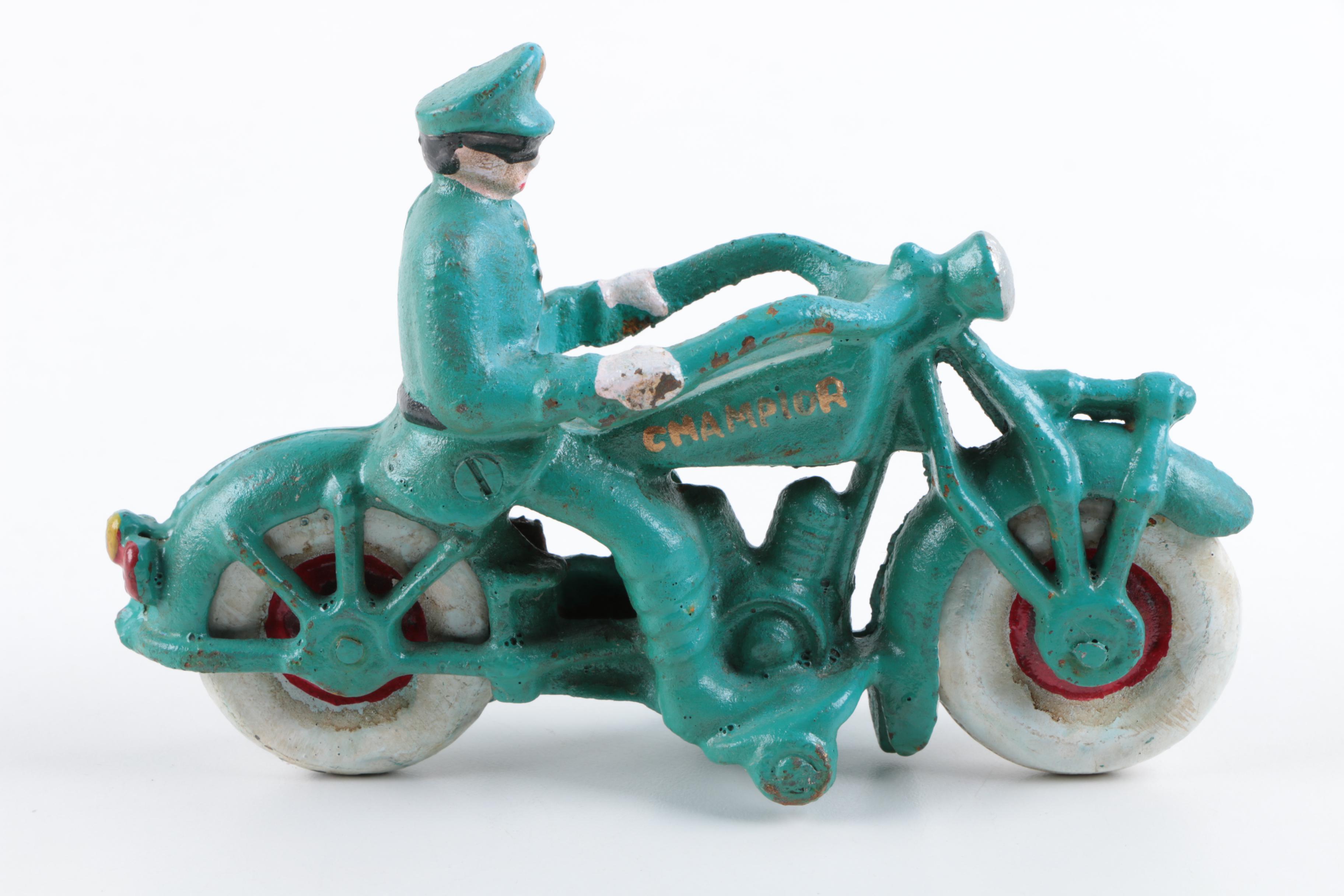 Police Officer On Motorcycle Cast Figure