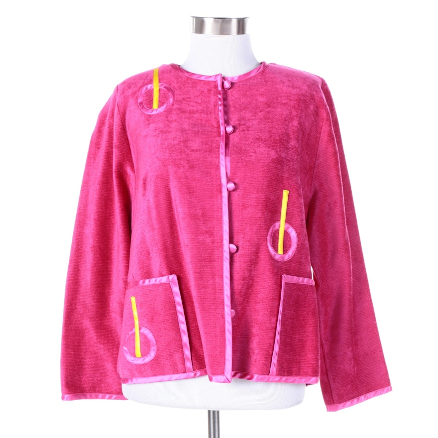 Women's Annikki Karvinen Pink Cotton Blend Jacket with Satin Trim