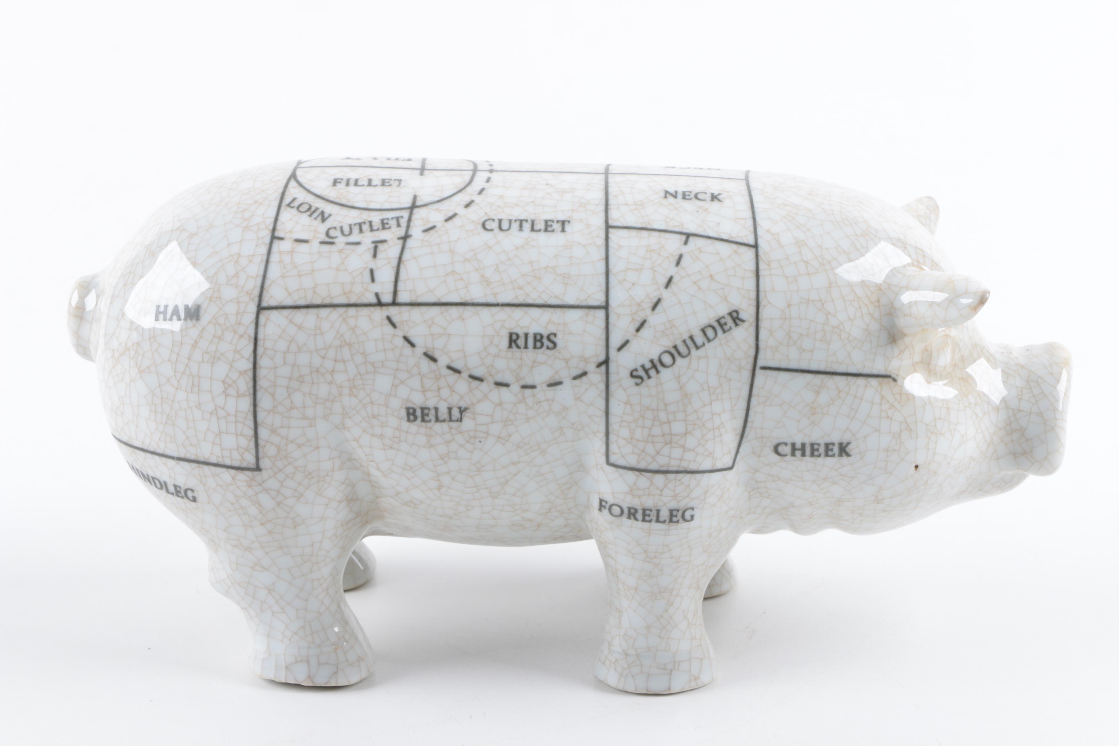 Ceramic Butcher's Shop Pig Figurine
