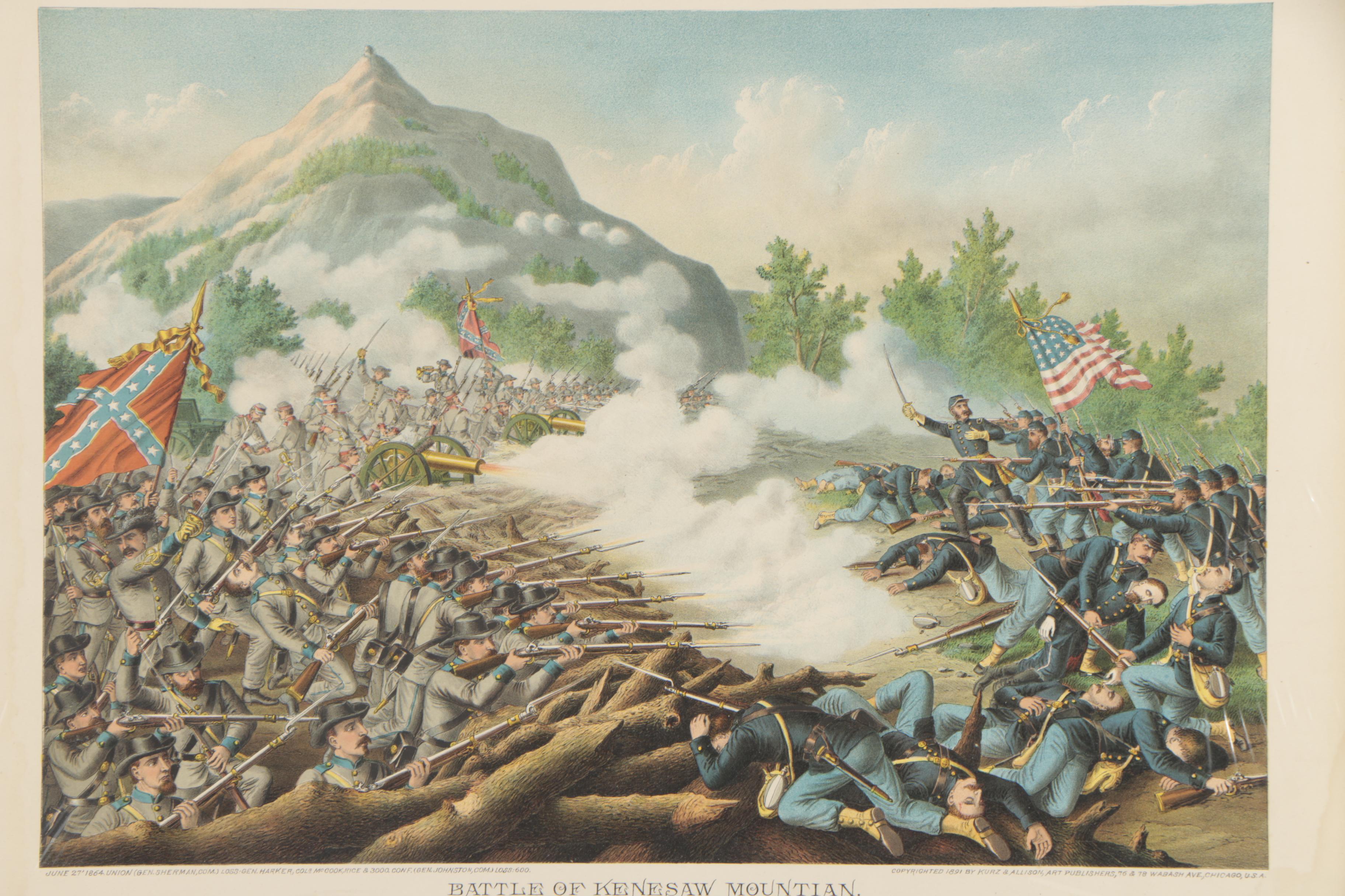 Antique Kurz and Allison Chromolithographs of Civil War Battles
