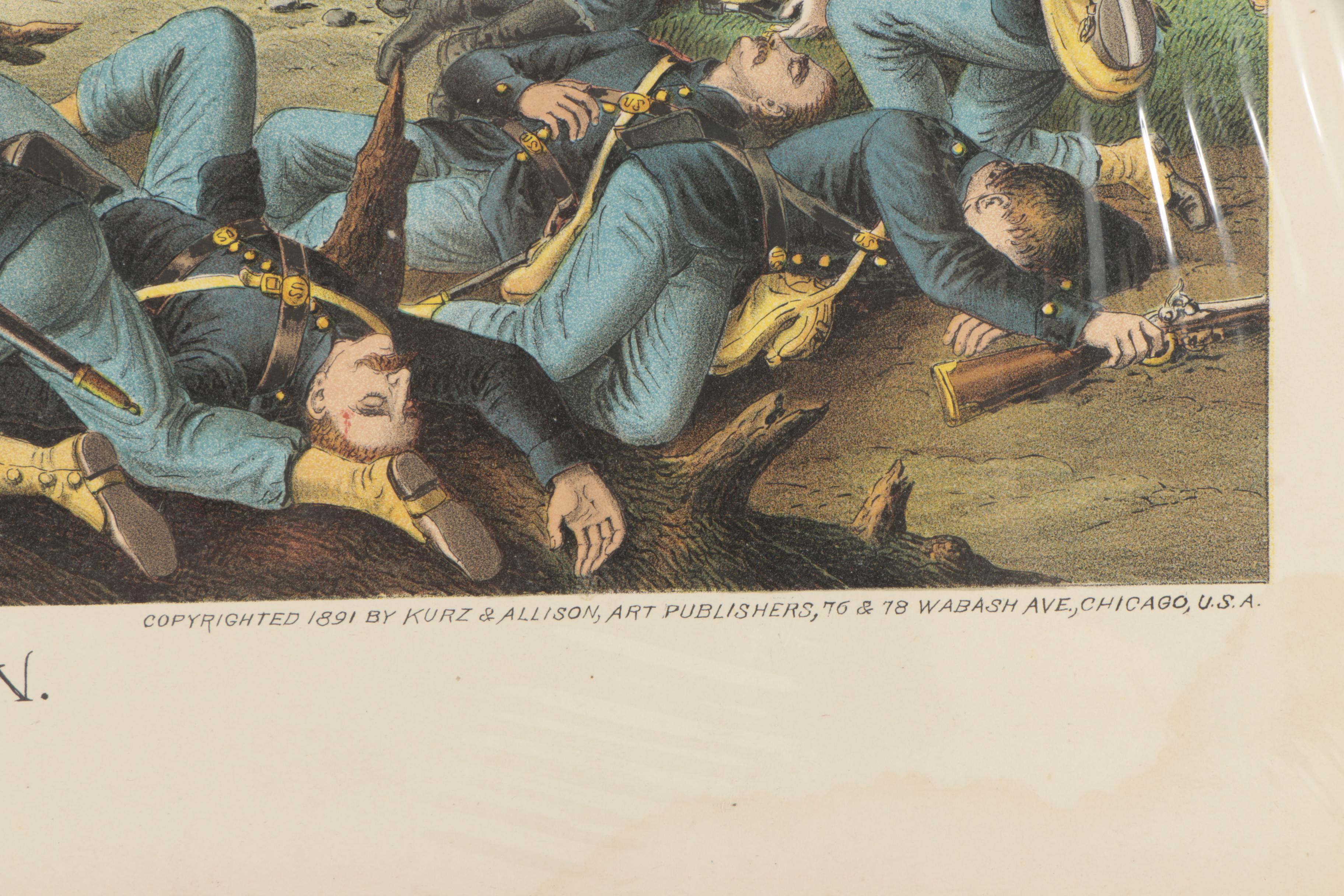 Antique Kurz and Allison Chromolithographs of Civil War Battles