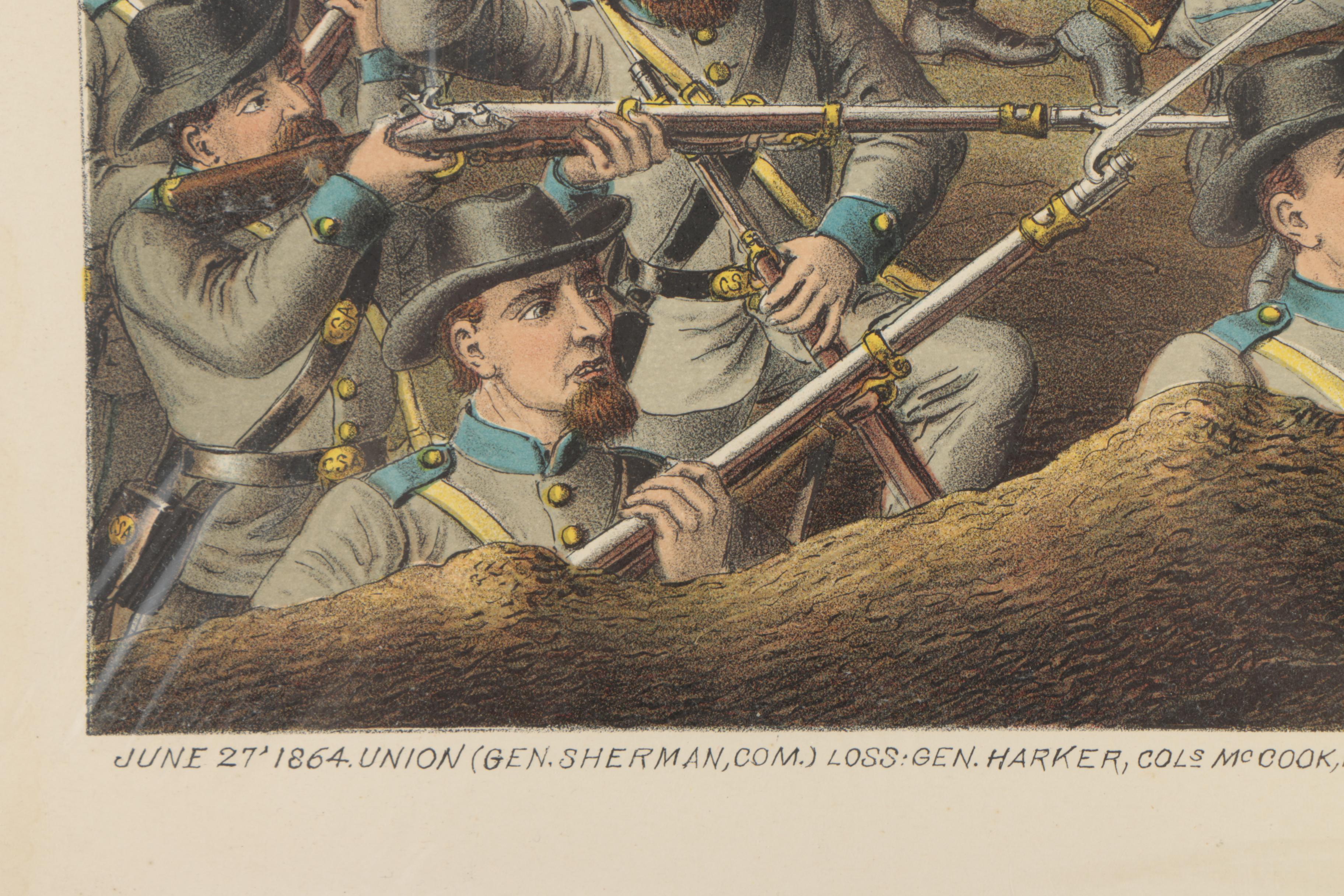 Antique Kurz and Allison Chromolithographs of Civil War Battles